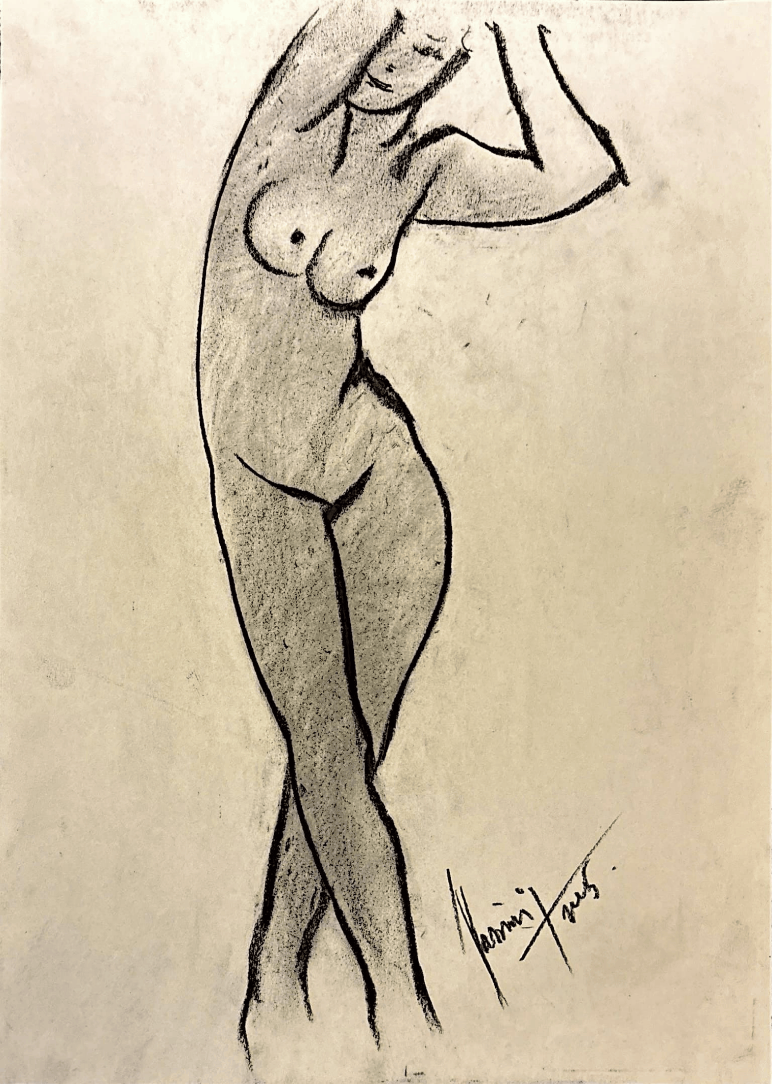 "Technical Warm-ups", charcoal on paper, 9 × 11.75 in., 2025