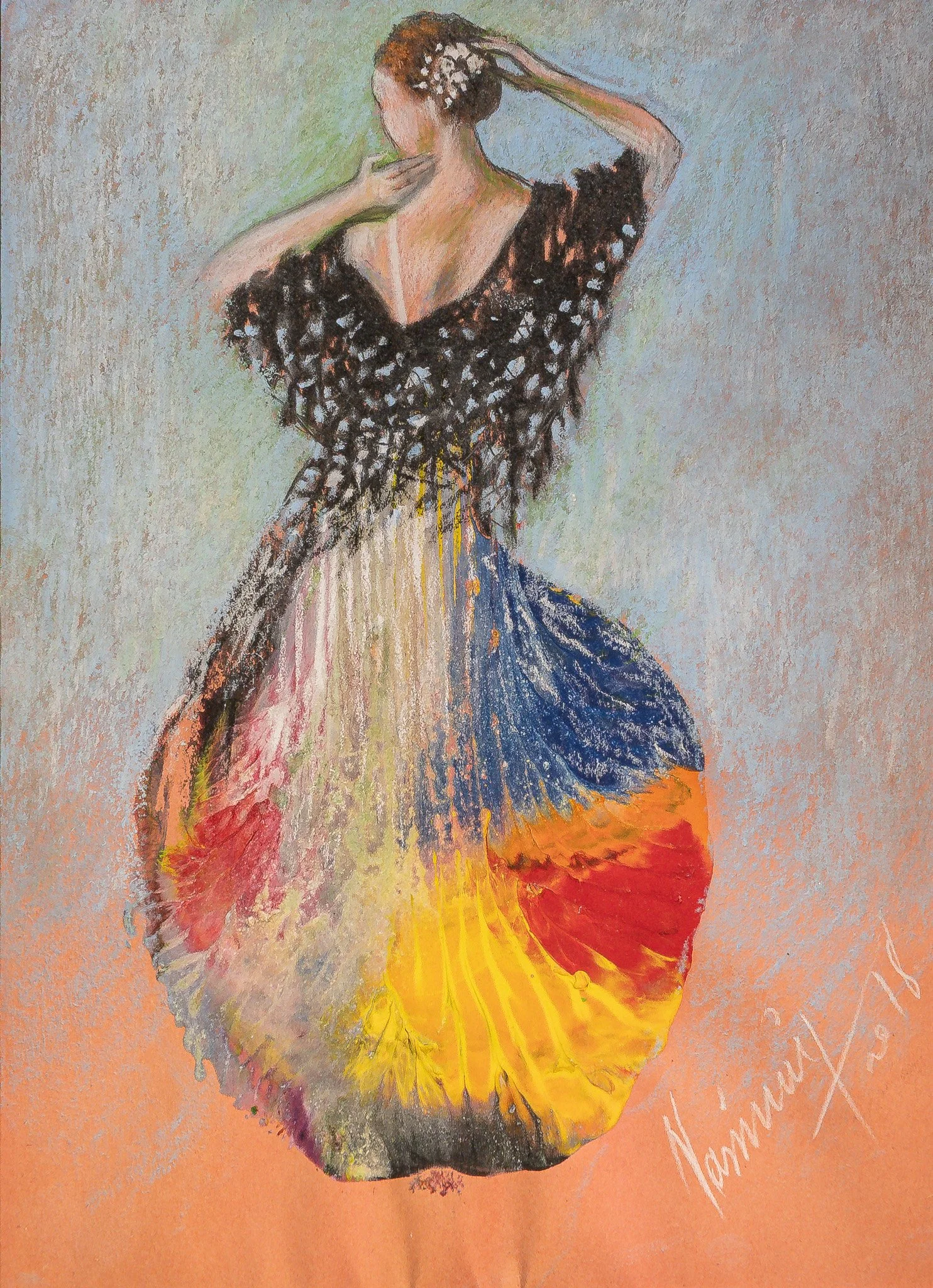 "Prismatic Muse Series", mixed media on paper, 9 × 13 in., 2018