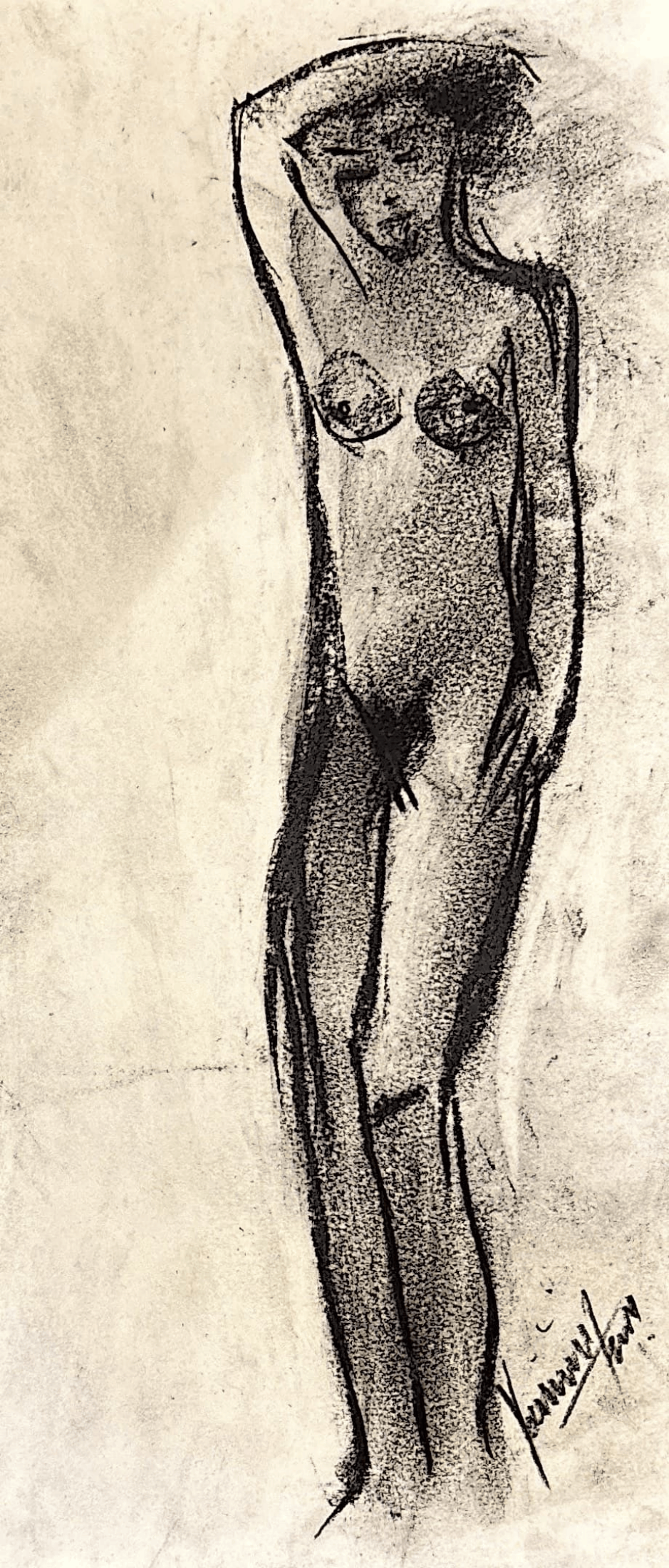 "Technical Warm-ups", charcoal on paper, 5.5 × 12 in., 2024