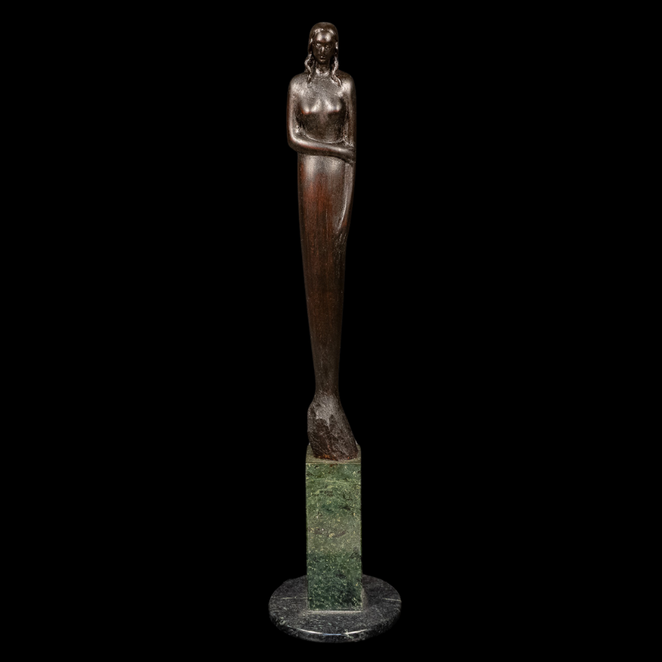 "Inner Poise", wood on granite base, 16 × 2 × 2 in., 2012