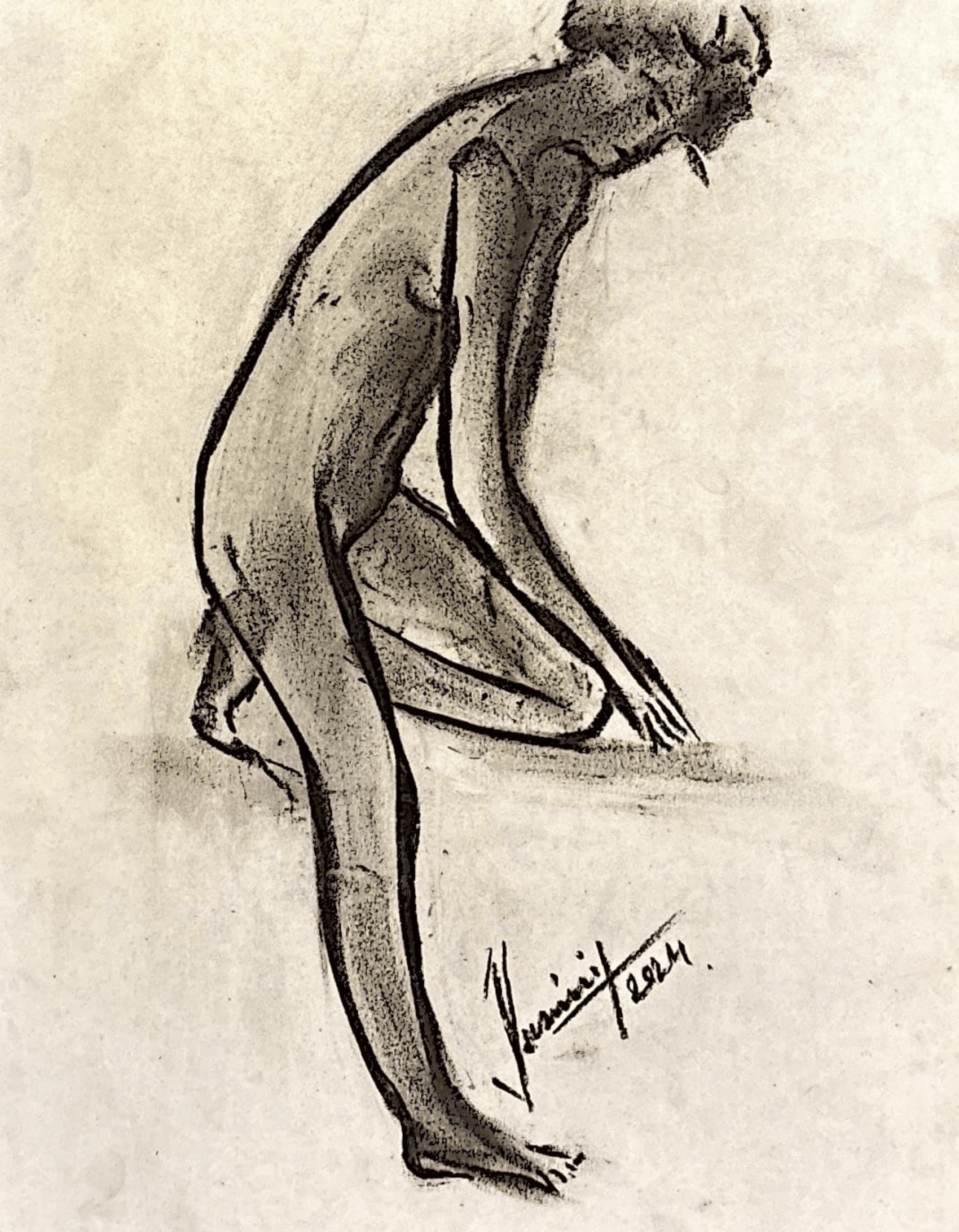 "Technical Warm-ups", charcoal on paper, 9 × 11.75 in., 2024