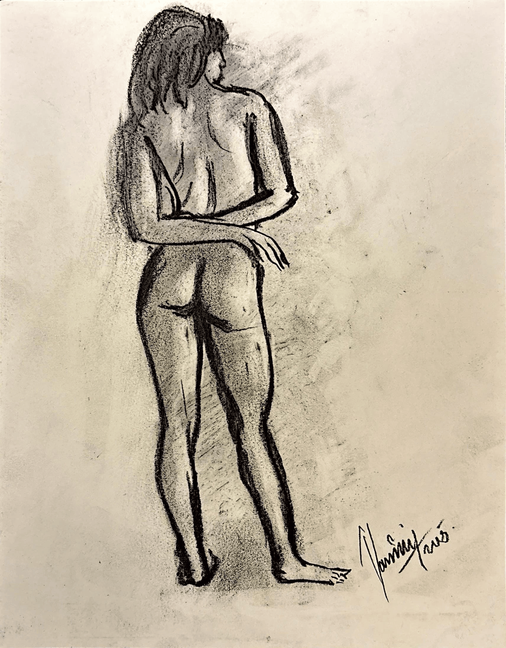 "Technical Warm-ups", charcoal on paper, 9 × 11.75 in., 2025