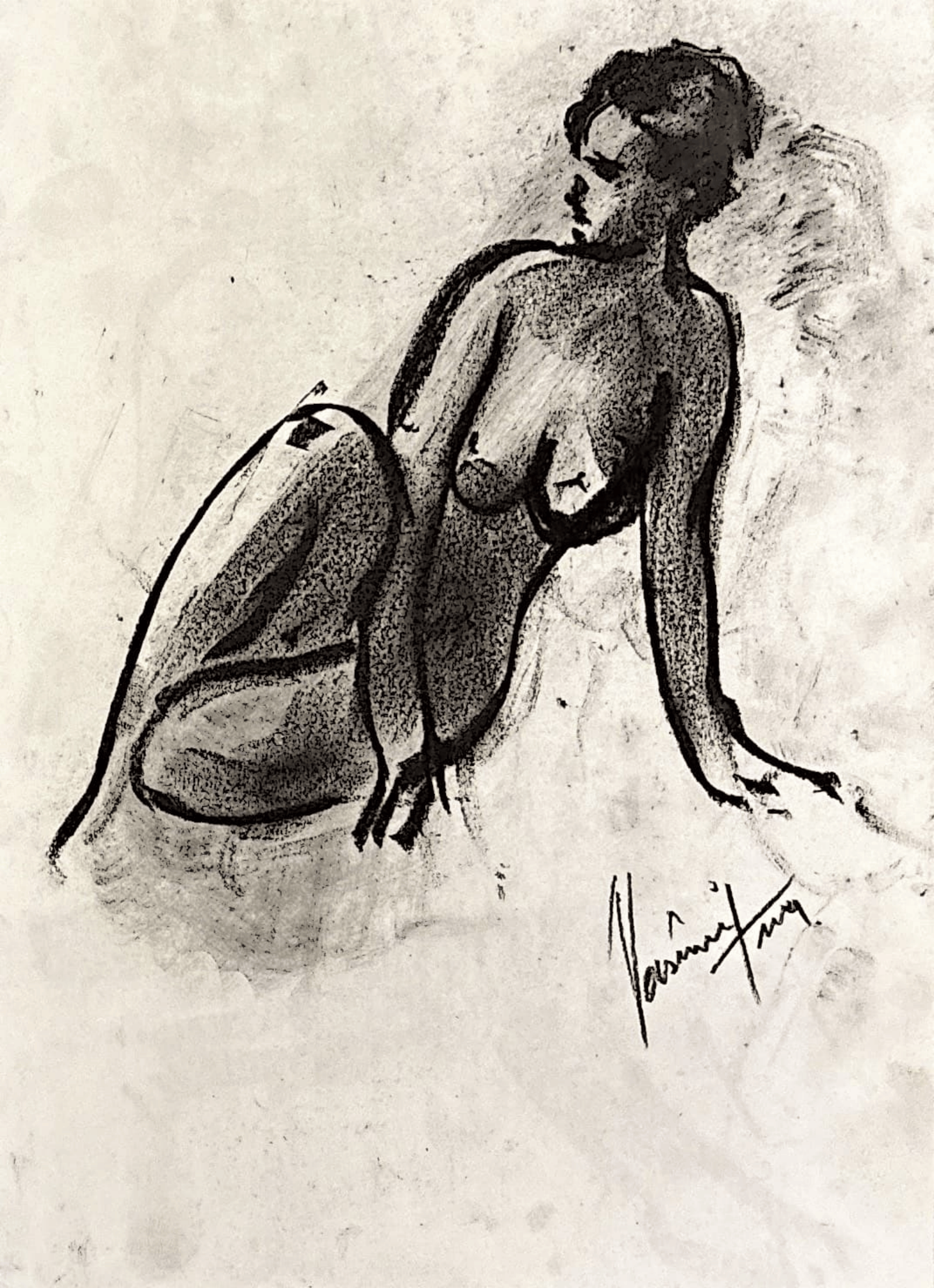 "Technical Warm-ups", charcoal on paper, 9 × 11.75 in., 2024