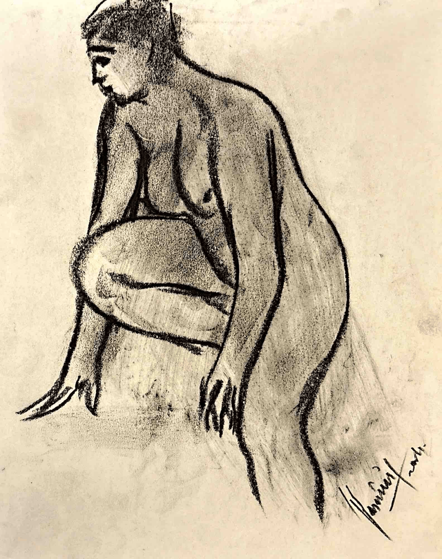 "Technical Warm-ups", charcoal on paper, 9 × 11.75 in., 2024