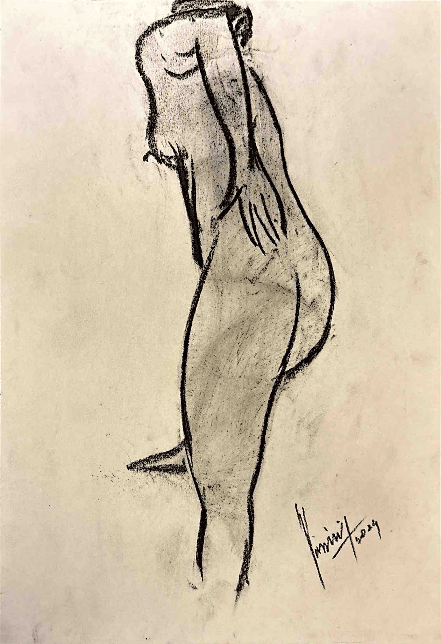"Technical Warm-ups", charcoal on paper, 9 × 11.75 in., 2024
