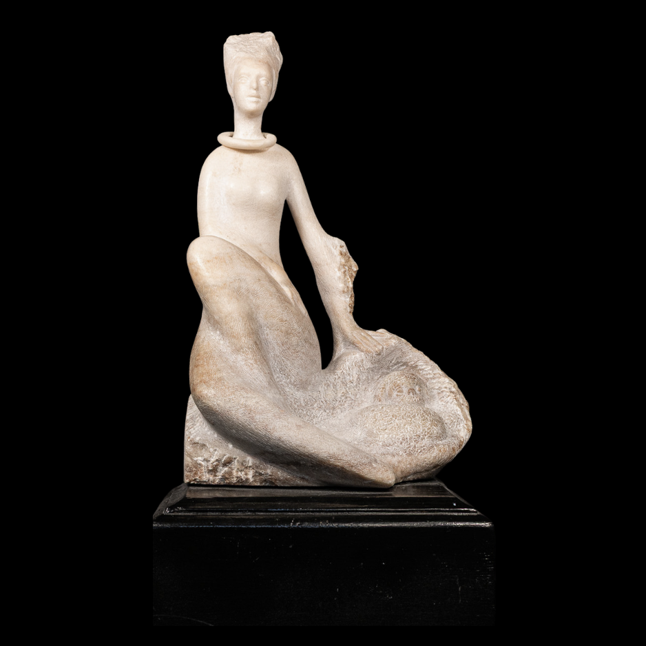 "Rising", marble on wood base, 17 × 8 × 8 in., 2024