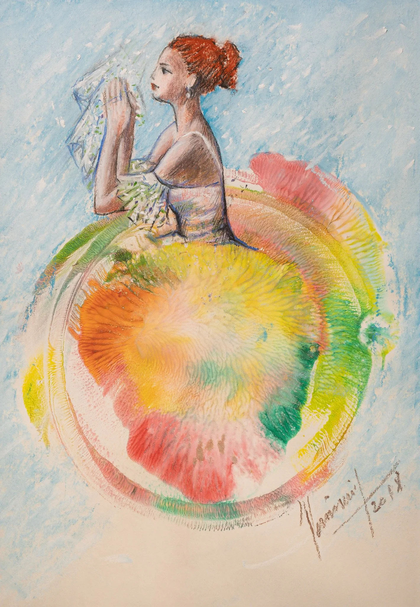 "Prismatic Muse Series", mixed media on paper, 9 × 12 in., 2018