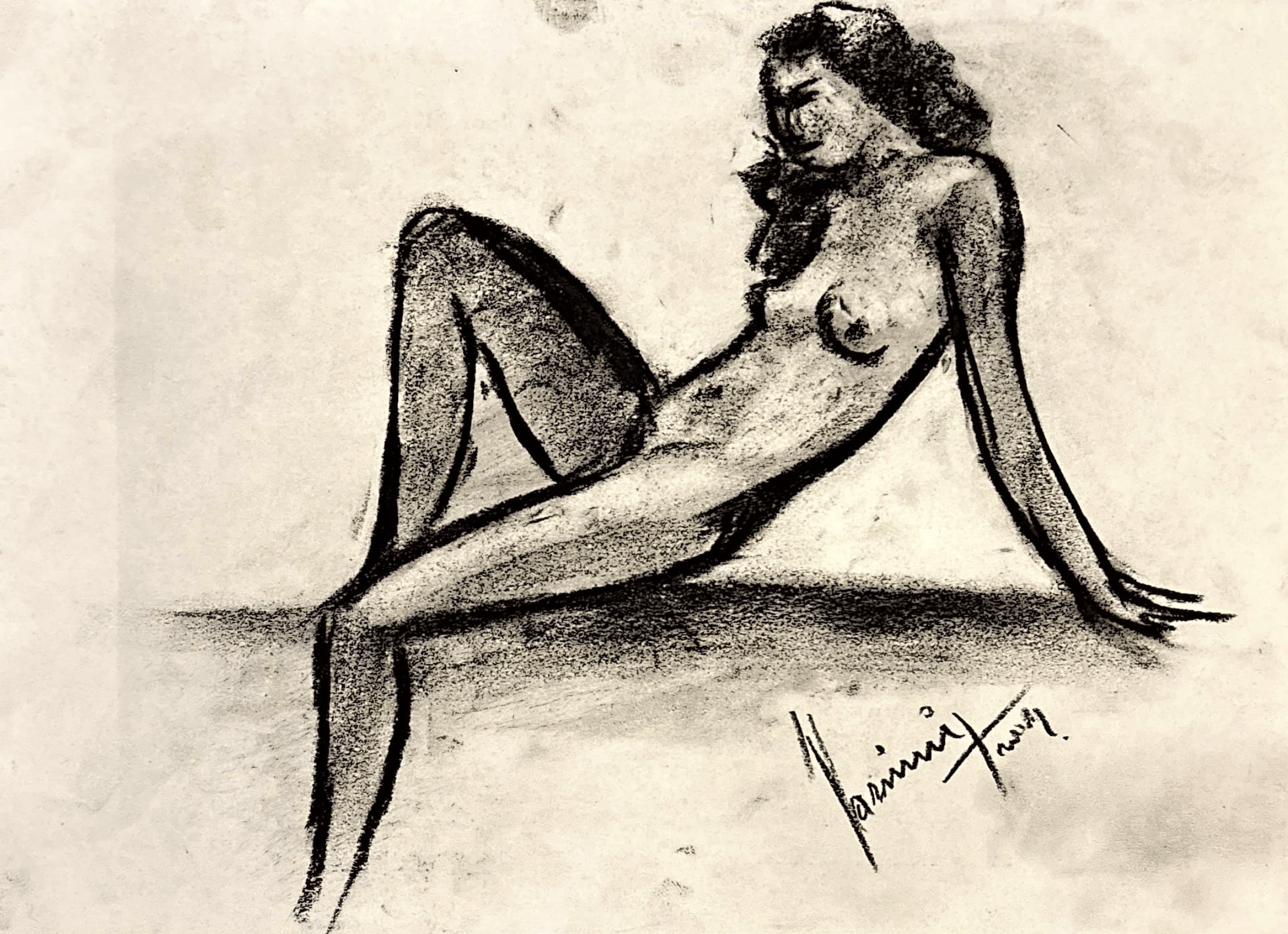 "Technical Warm-ups", charcoal on paper, 9 × 11.75 in., 2024