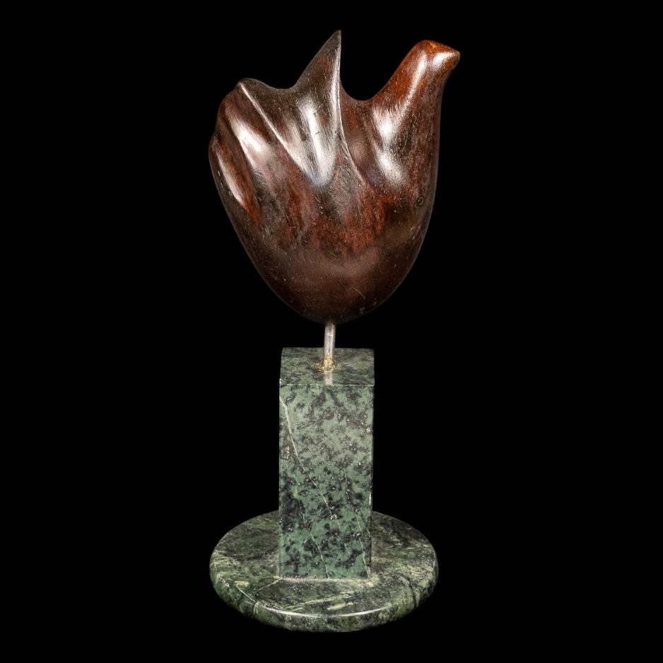 "Perch", wood on granite base, 10 × 4 × 3 in., 2012