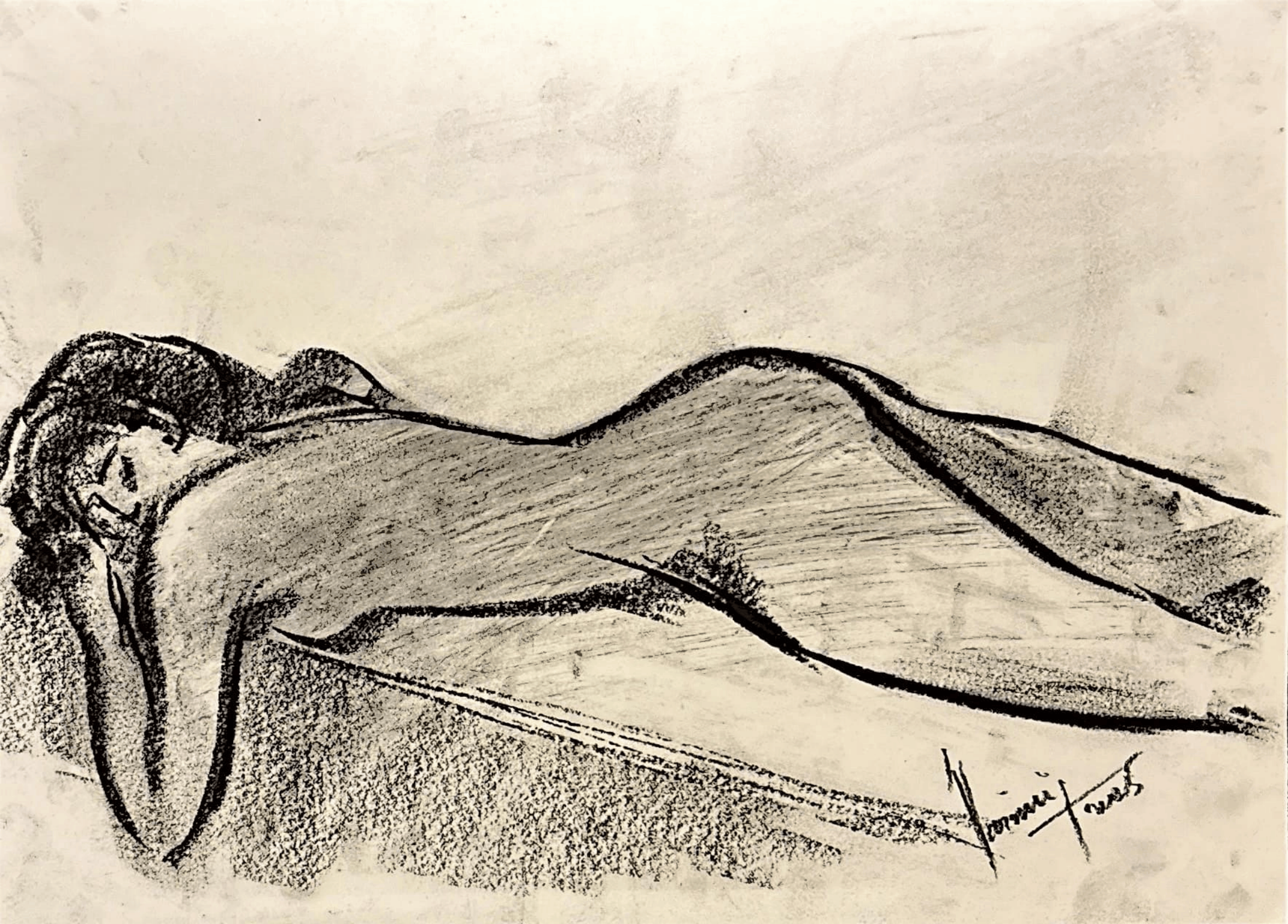 "Technical Warm-ups", charcoal on paper, 9 × 11.75 in., 2025