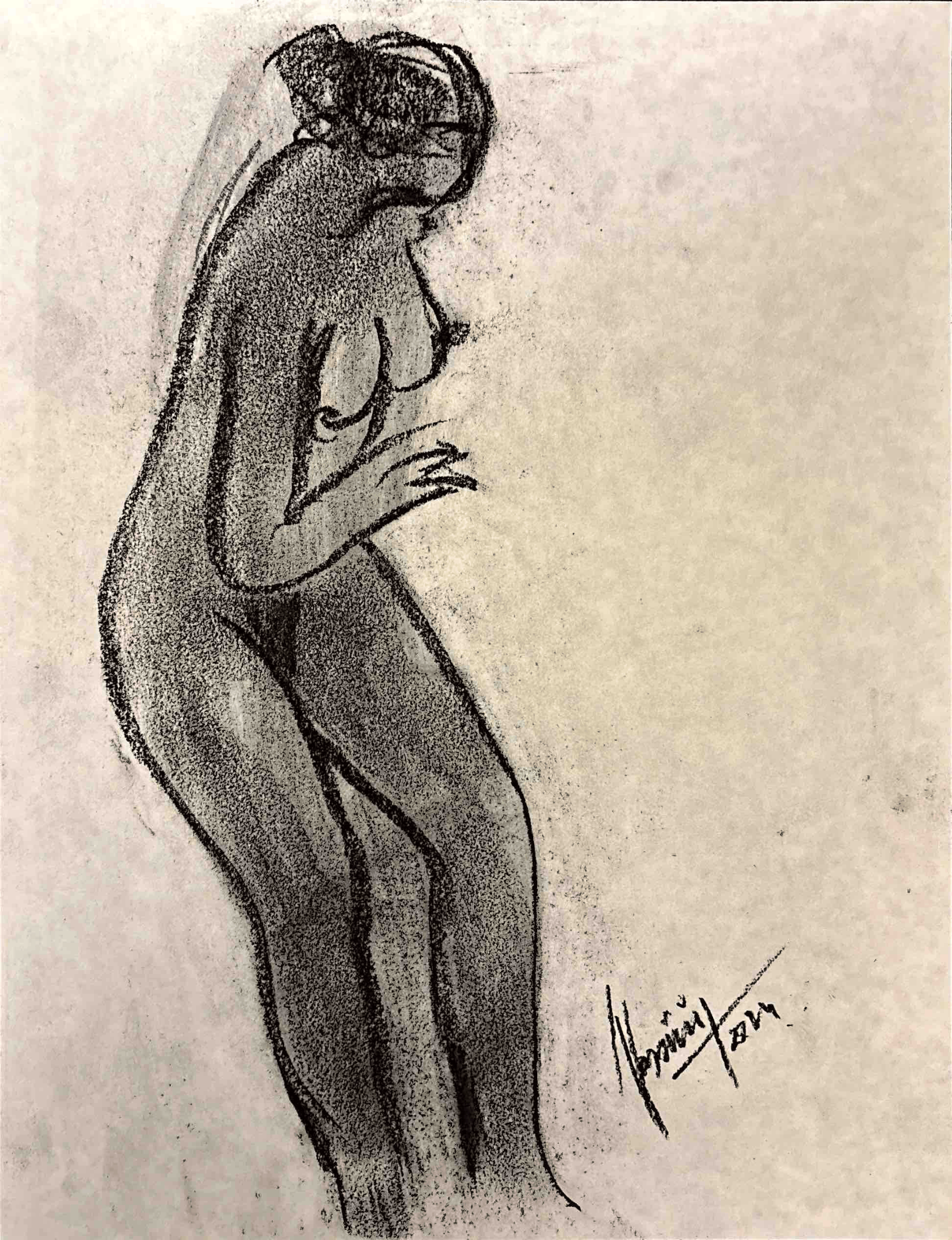 "Technical Warm-ups", charcoal on paper, 9 × 11.75 in., 2024