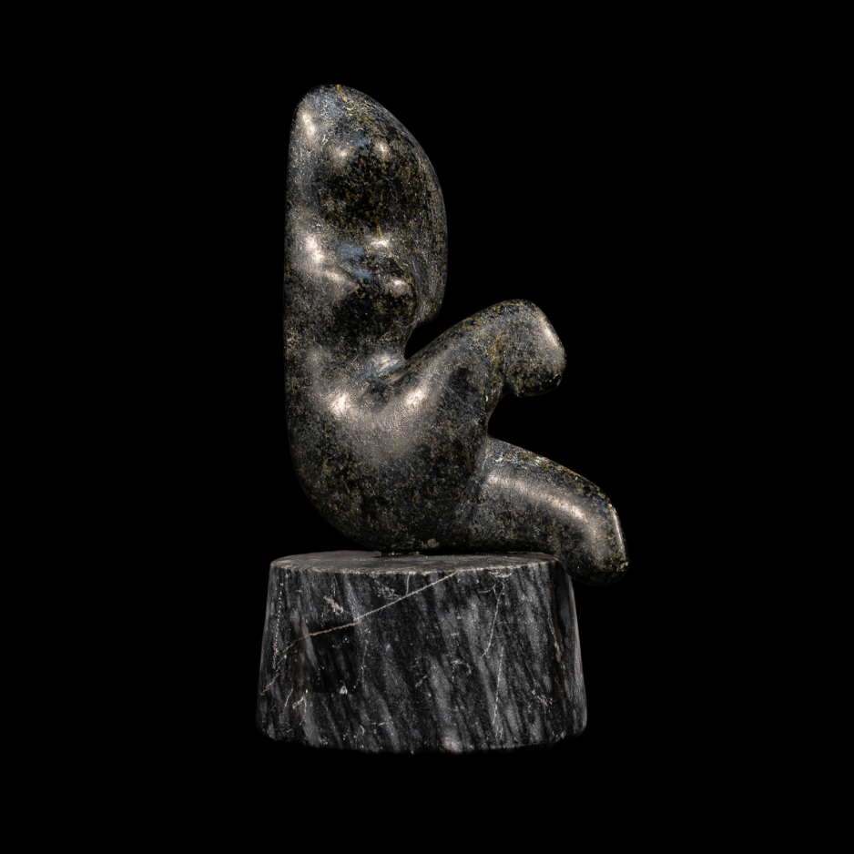 "Obsidian", natural stone on granite base, 5 × 3 × 2.5 in., 2024