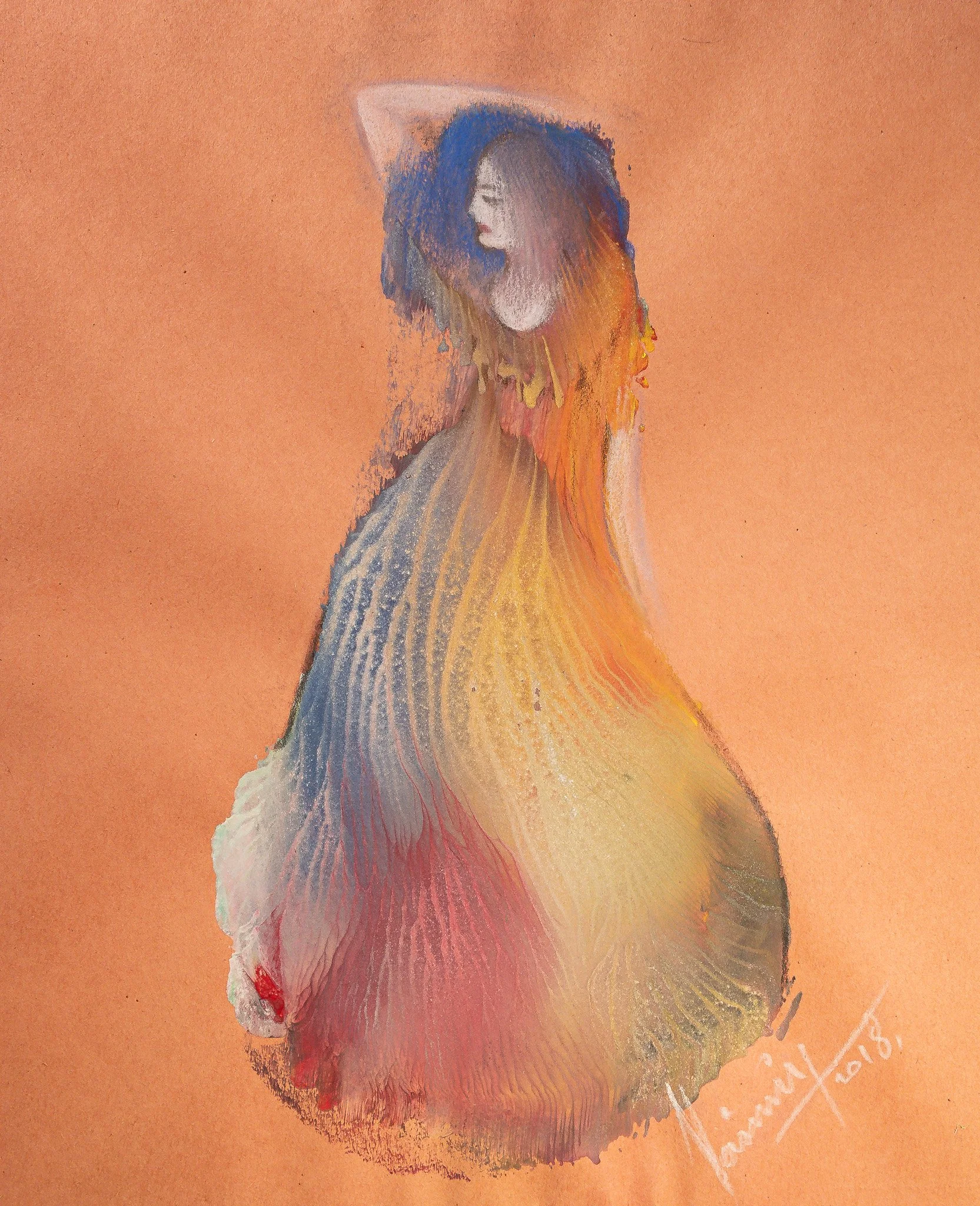 "Prismatic Muse Series", mixed media on paper, 9 × 12 in., 2018