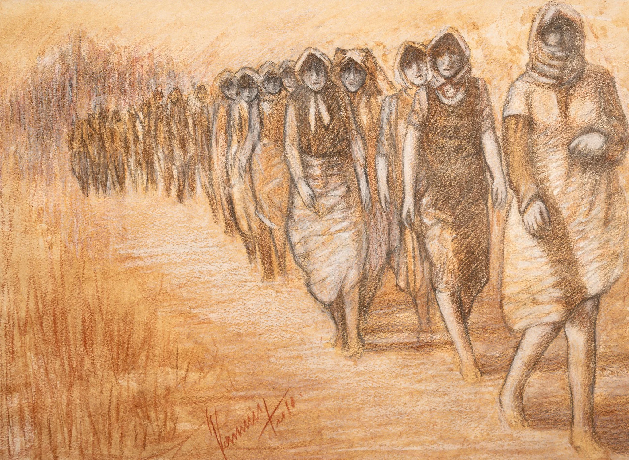 "The Displaced", mixed media on paper, 9 × 12 in., 2010