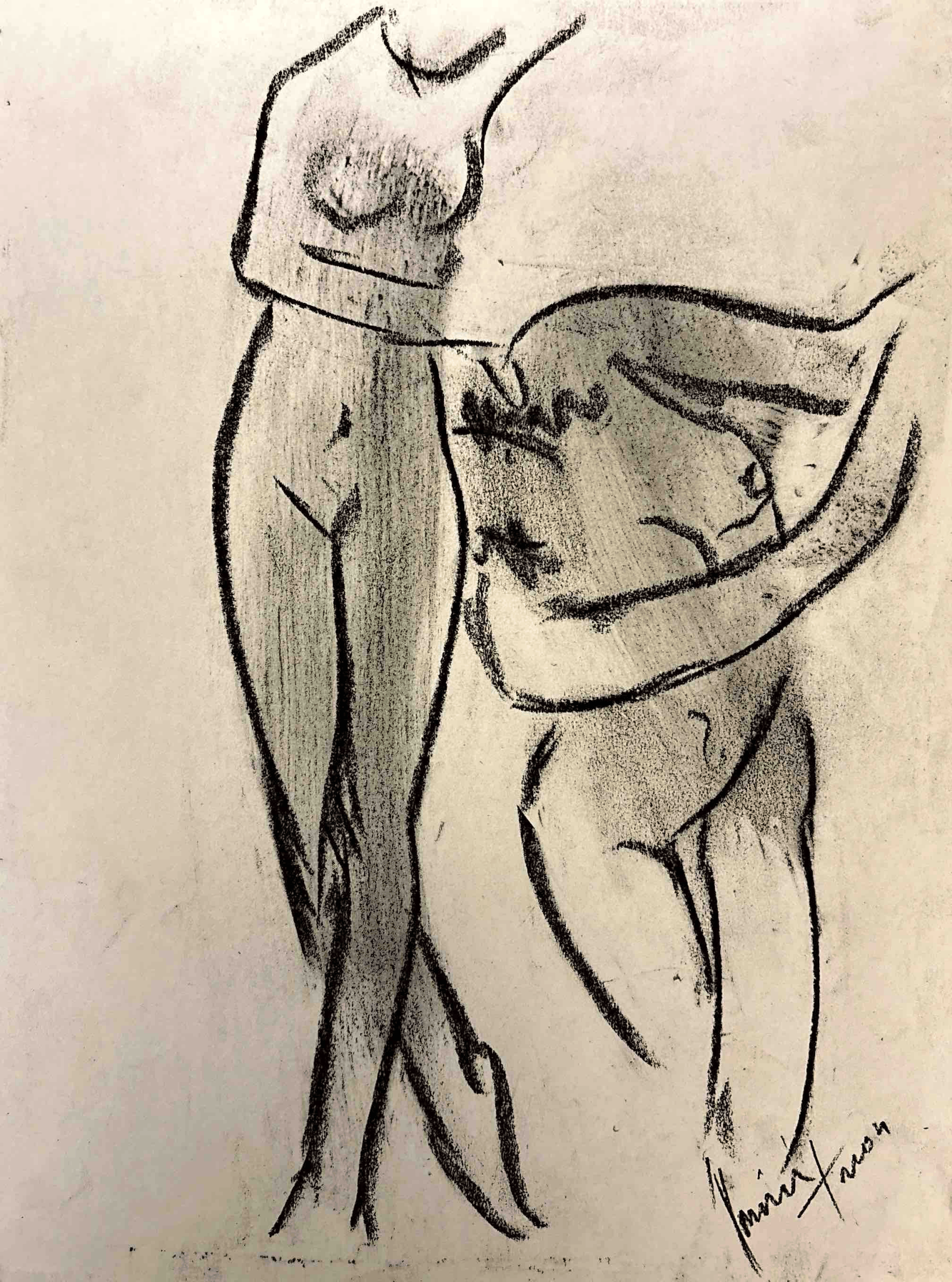 "Technical Warm-ups", charcoal on paper, 9 × 11.75 in., 2024