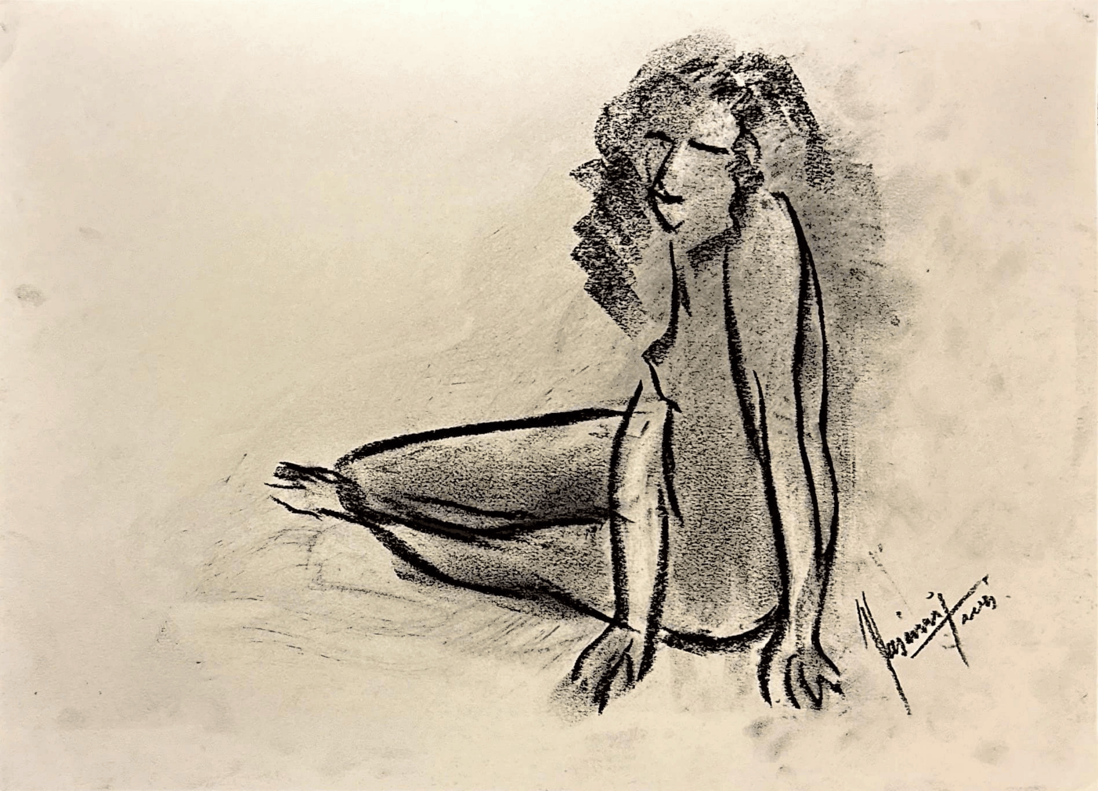 "Technical Warm-ups", charcoal on paper, 9 × 11.75 in., 2025