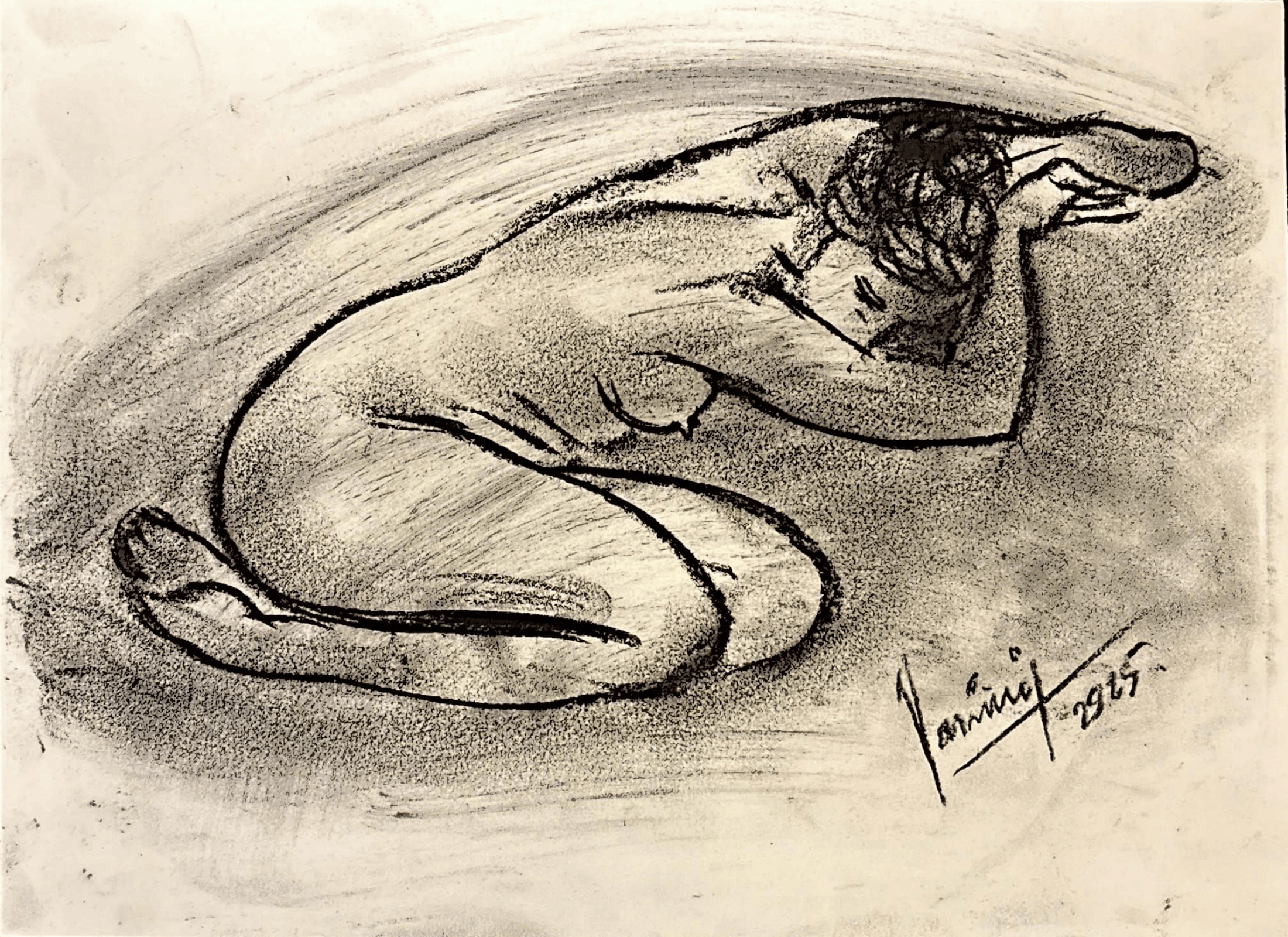 "Technical Warm-ups", charcoal on paper, 9 × 11.75 in., 2025