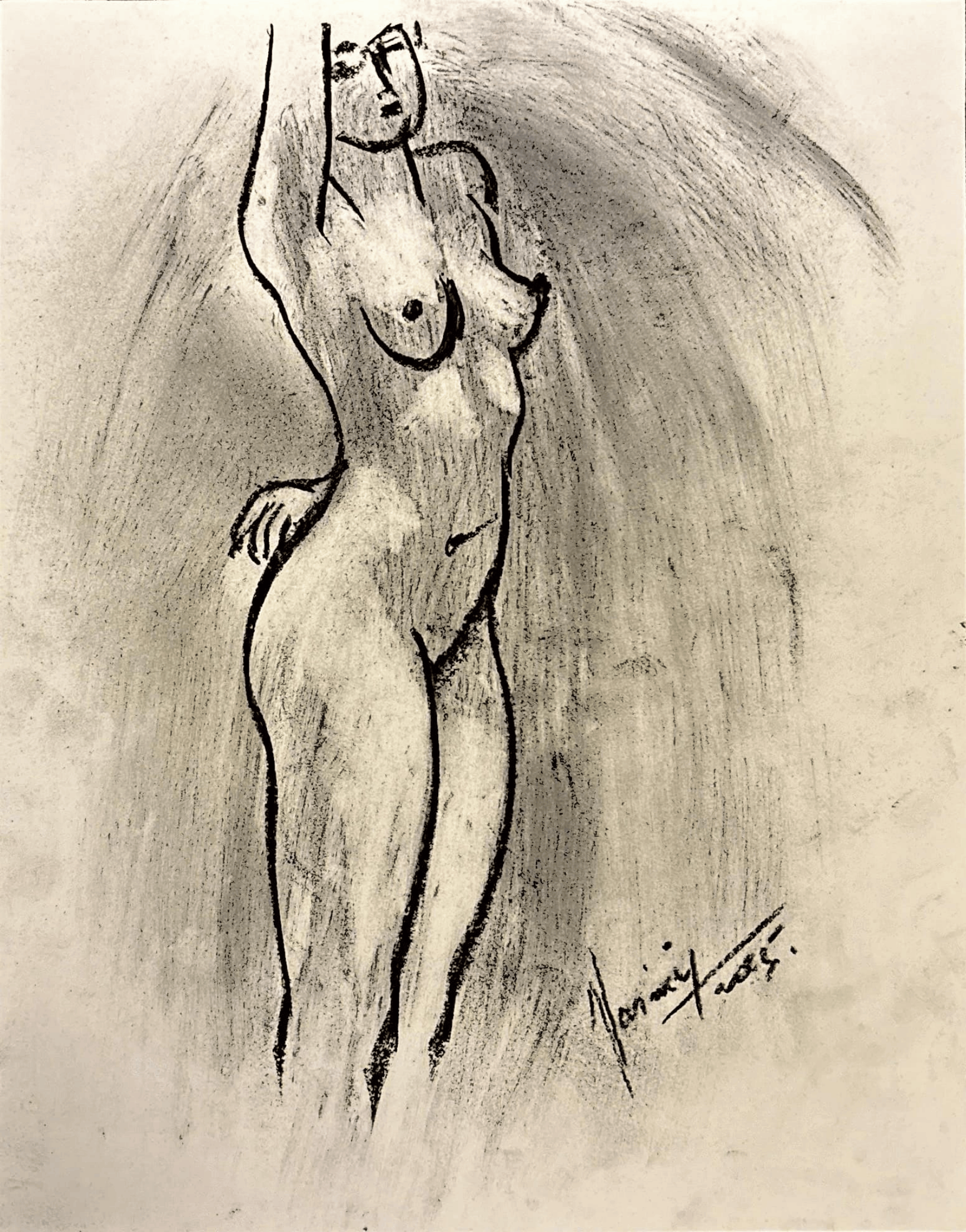 "Technical Warm-ups", charcoal on paper, 9 × 11.75 in., 2025