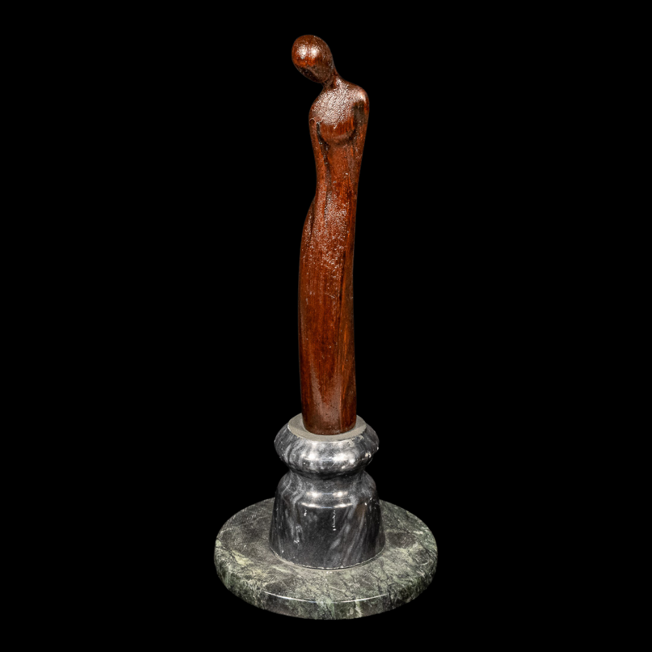 "Solitude", wood on granite base, 10 × 2 × 2 in., 2012