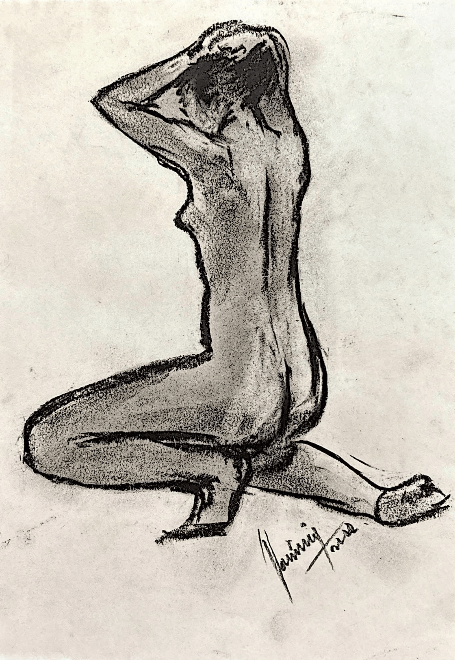 "Technical Warm-ups", charcoal on paper, 9 × 11.75 in., 2022