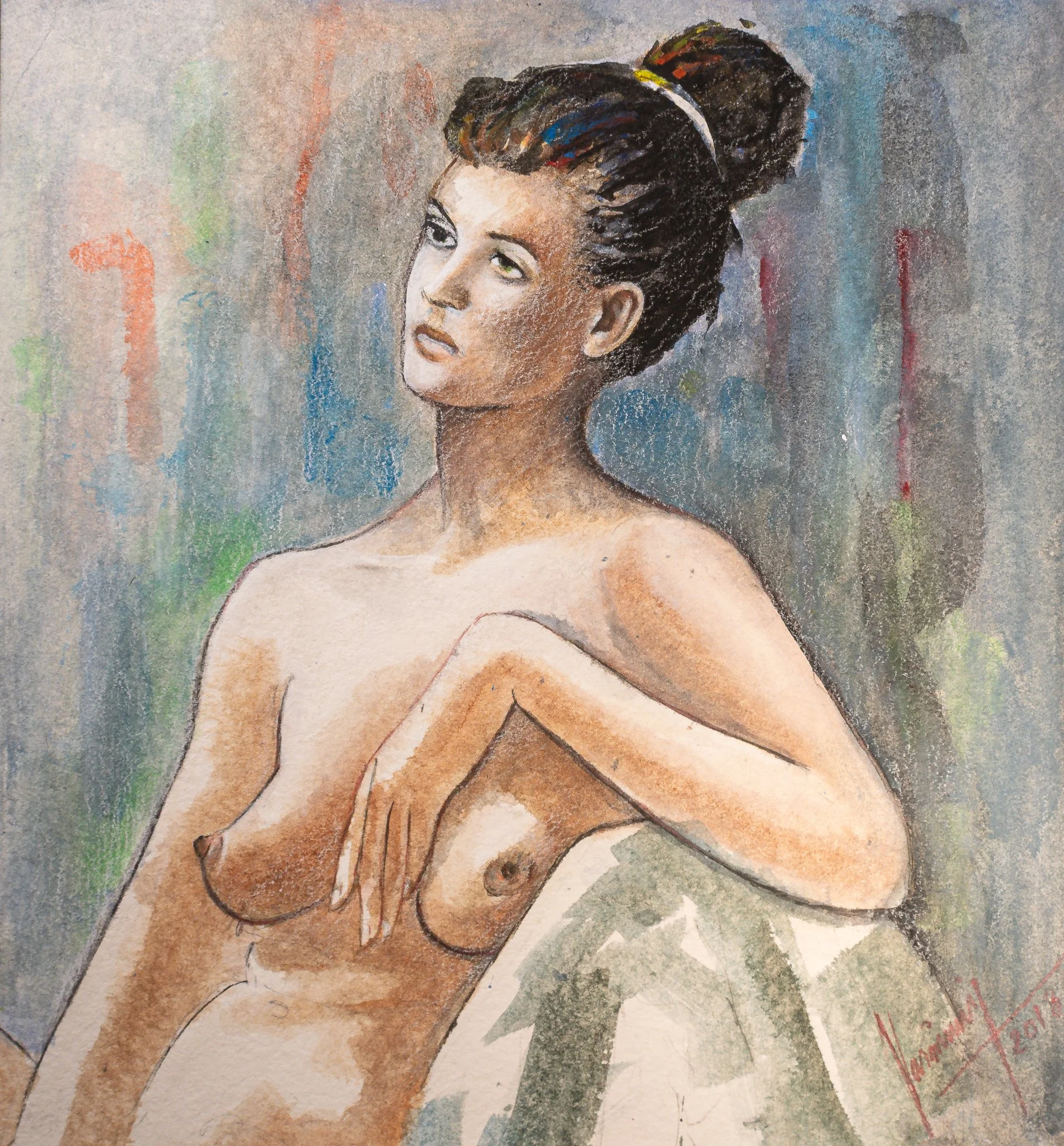 "Live Figure Studies", watercolor on paper, 14 × 16 in., 2018