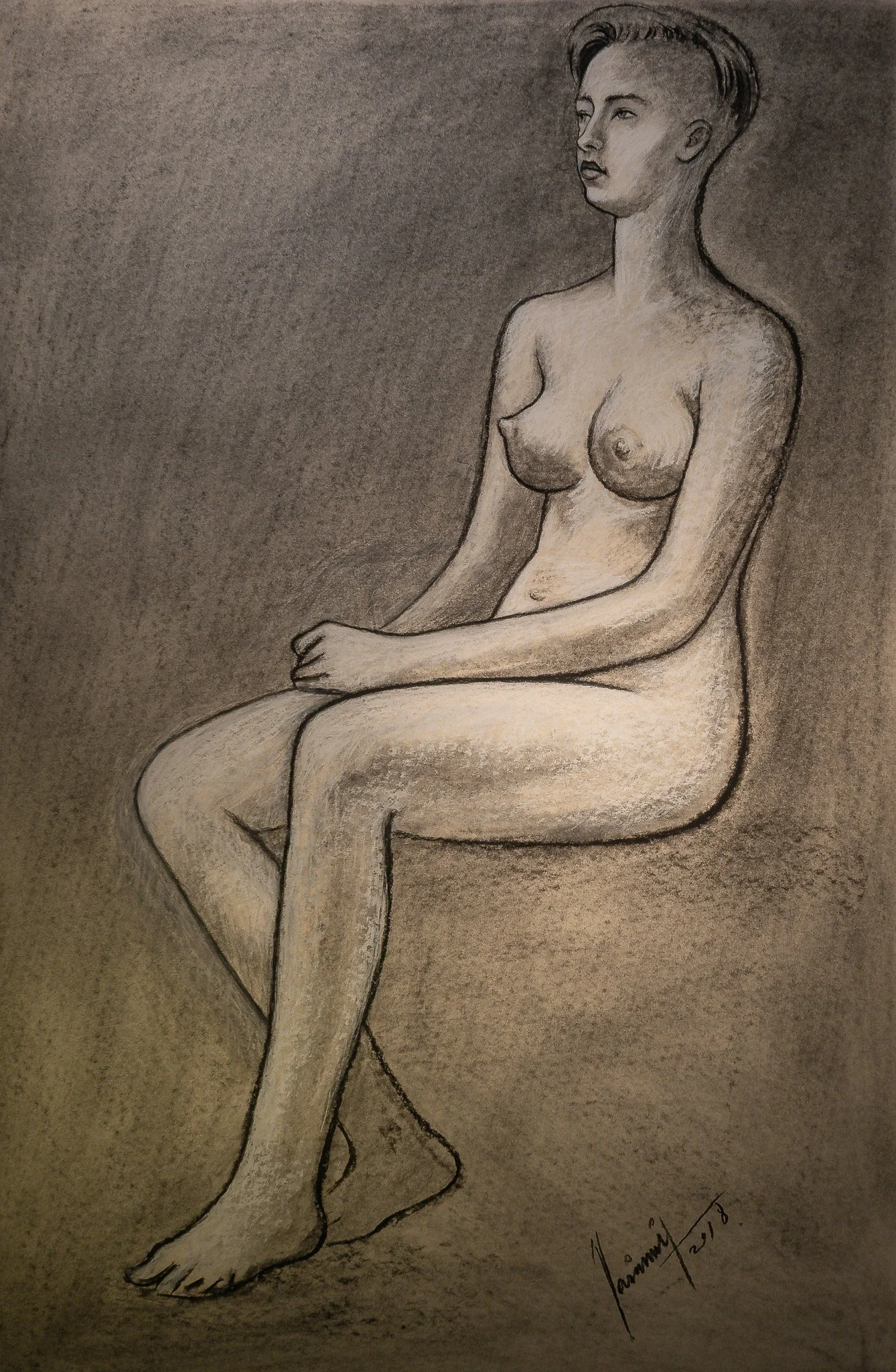 "Live Figure Studies", pastel on paper, 24 × 36 in., 2018