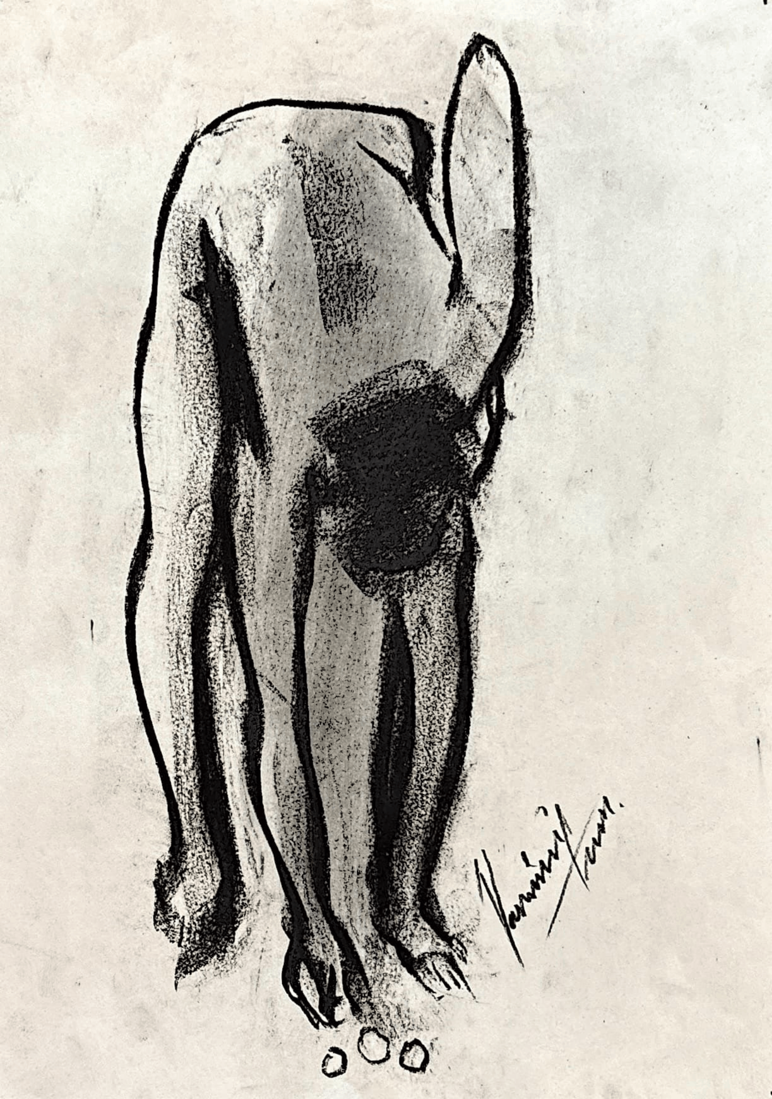 "Technical Warm-ups", charcoal on paper, 9 × 11.75 in., 2024