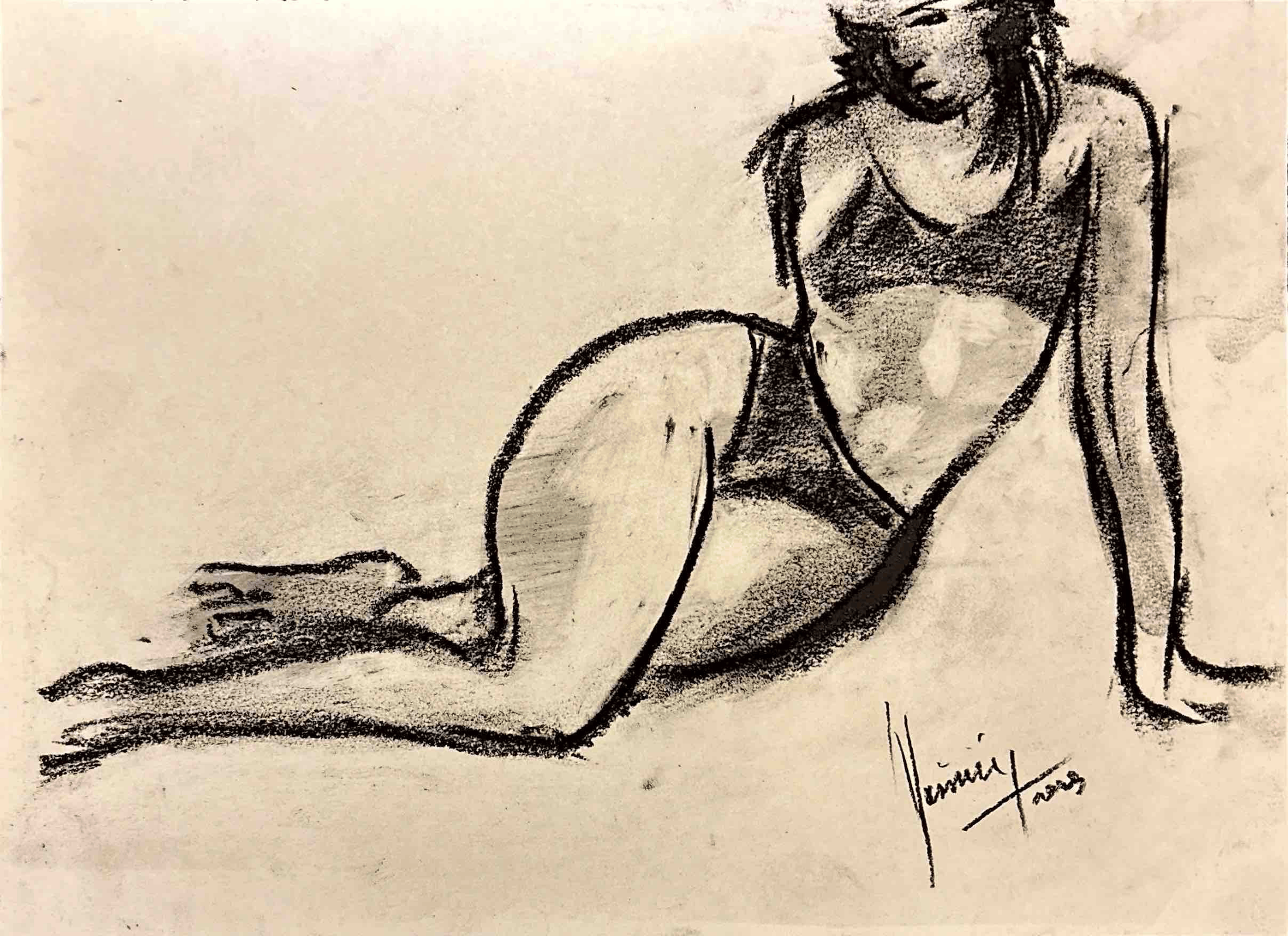 "Technical Warm-ups", charcoal on paper, 9 × 11.75 in., 2025