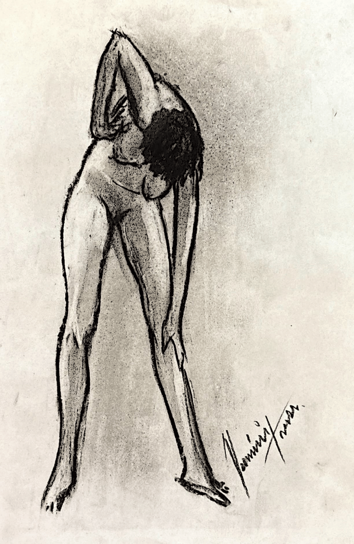 "Technical Warm-ups", charcoal on paper, 9 × 11.75 in., 2022