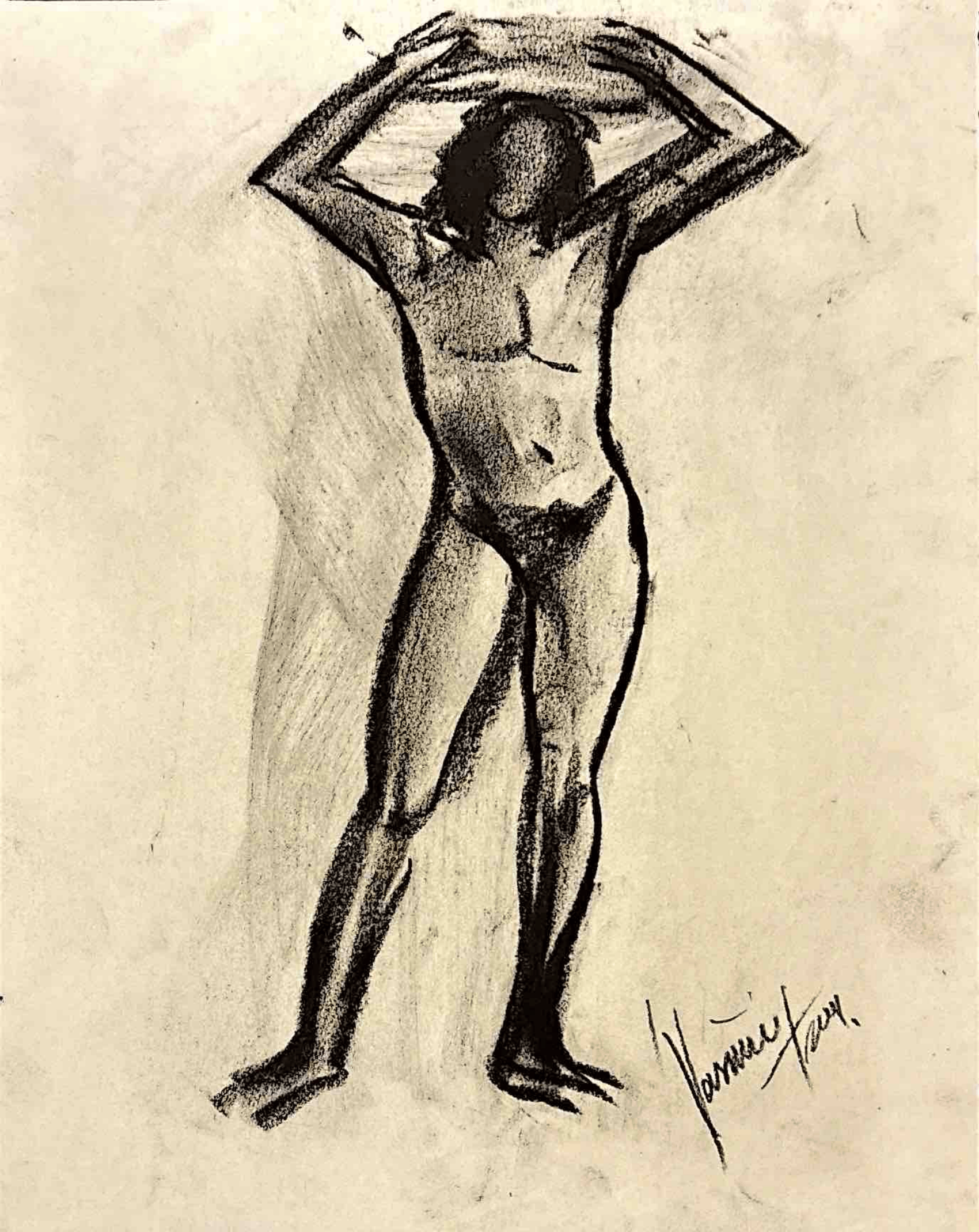 "Technical Warm-ups", charcoal on paper, 9 × 11.75 in., 2024