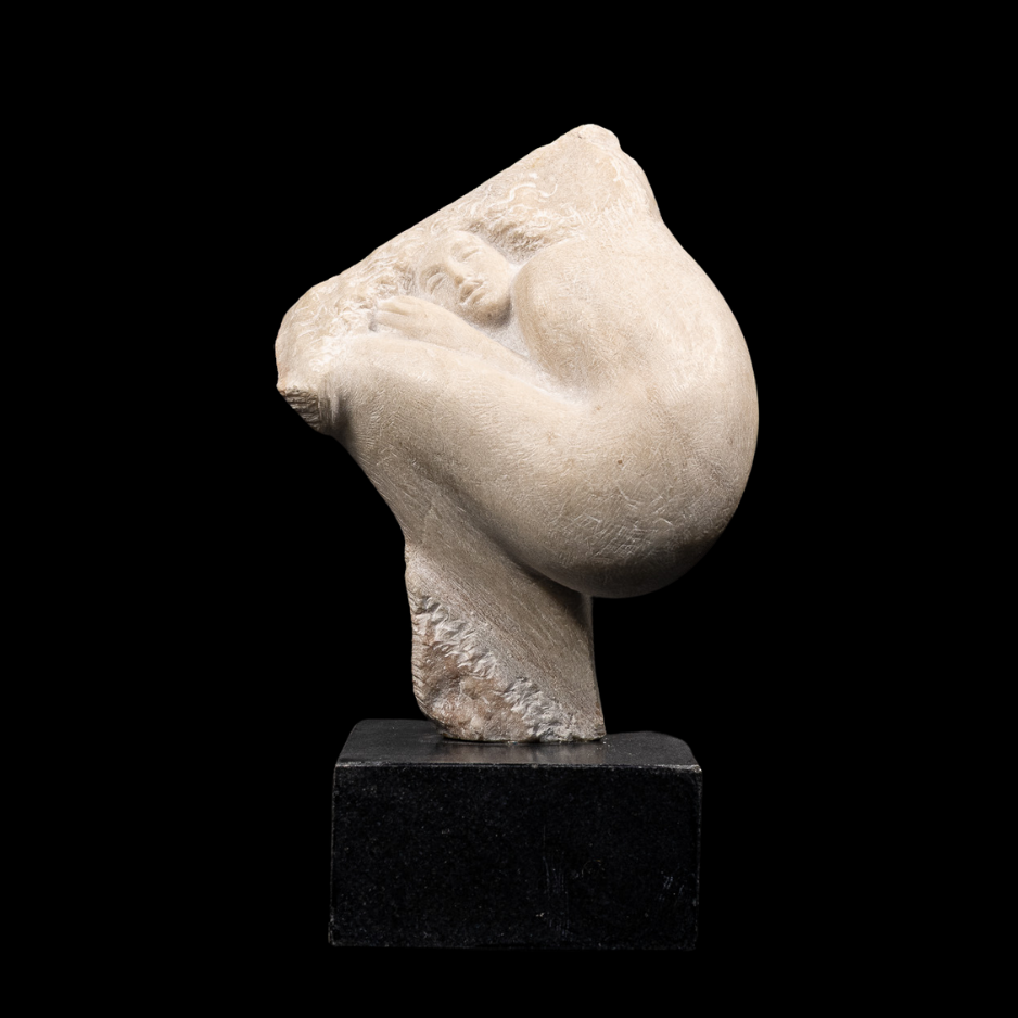 "Inversion", marble on granite base, 10 × 6 × 4 in., 2024