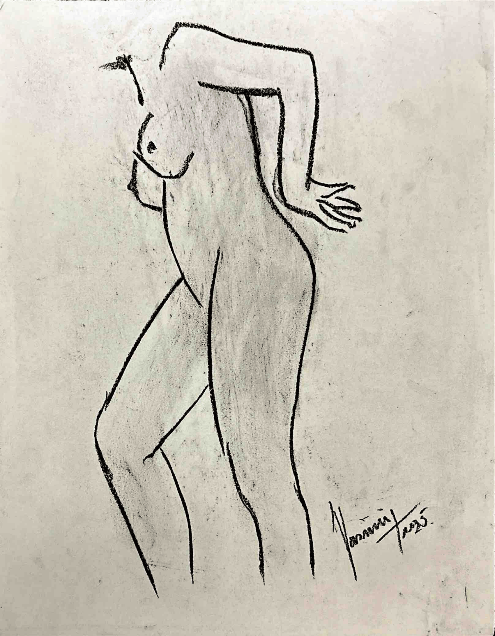 "Technical Warm-ups", charcoal on paper, 9 × 11.75 in., 2025