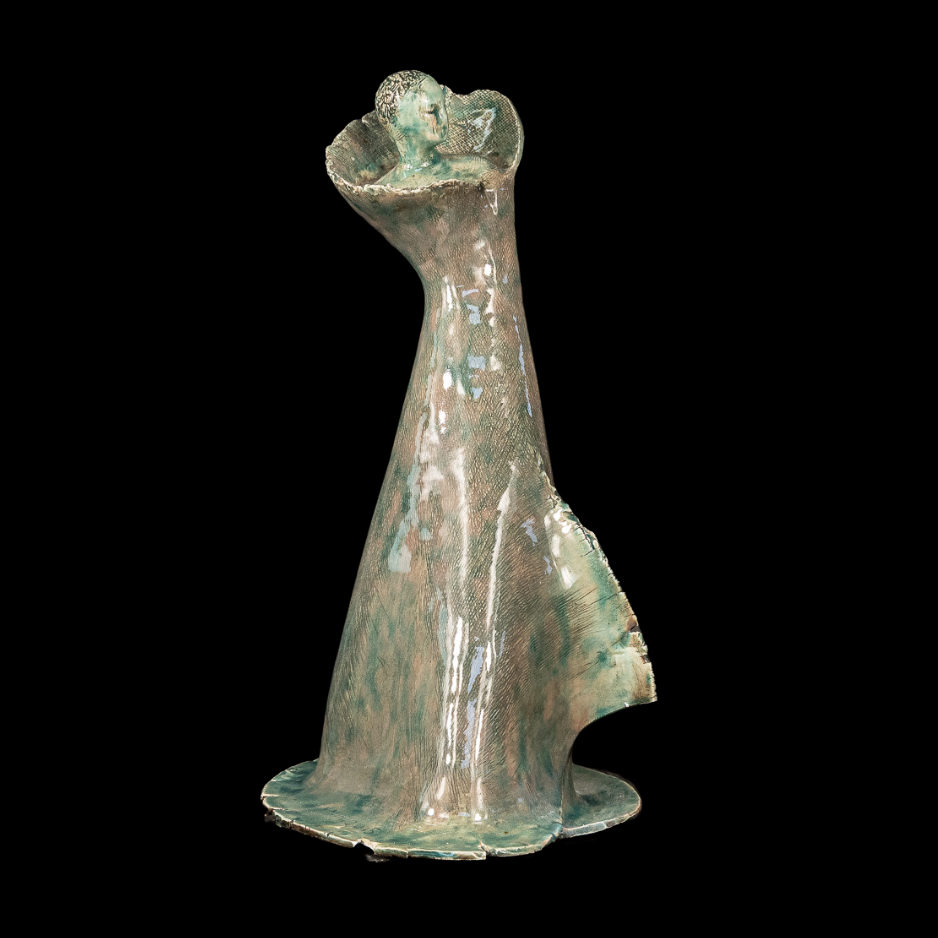 "Cape", ceramic on wood base, 19 × 8 × 8 in., 2015