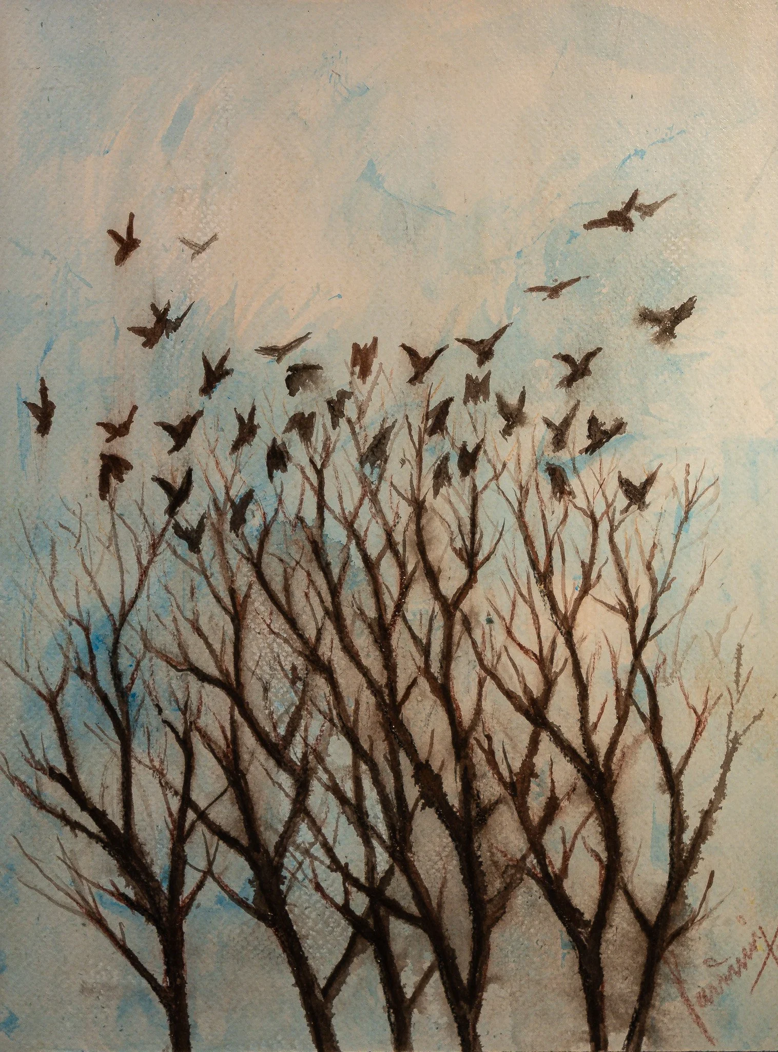 "Migration", watercolor on paper, 9 × 12 in., 2011