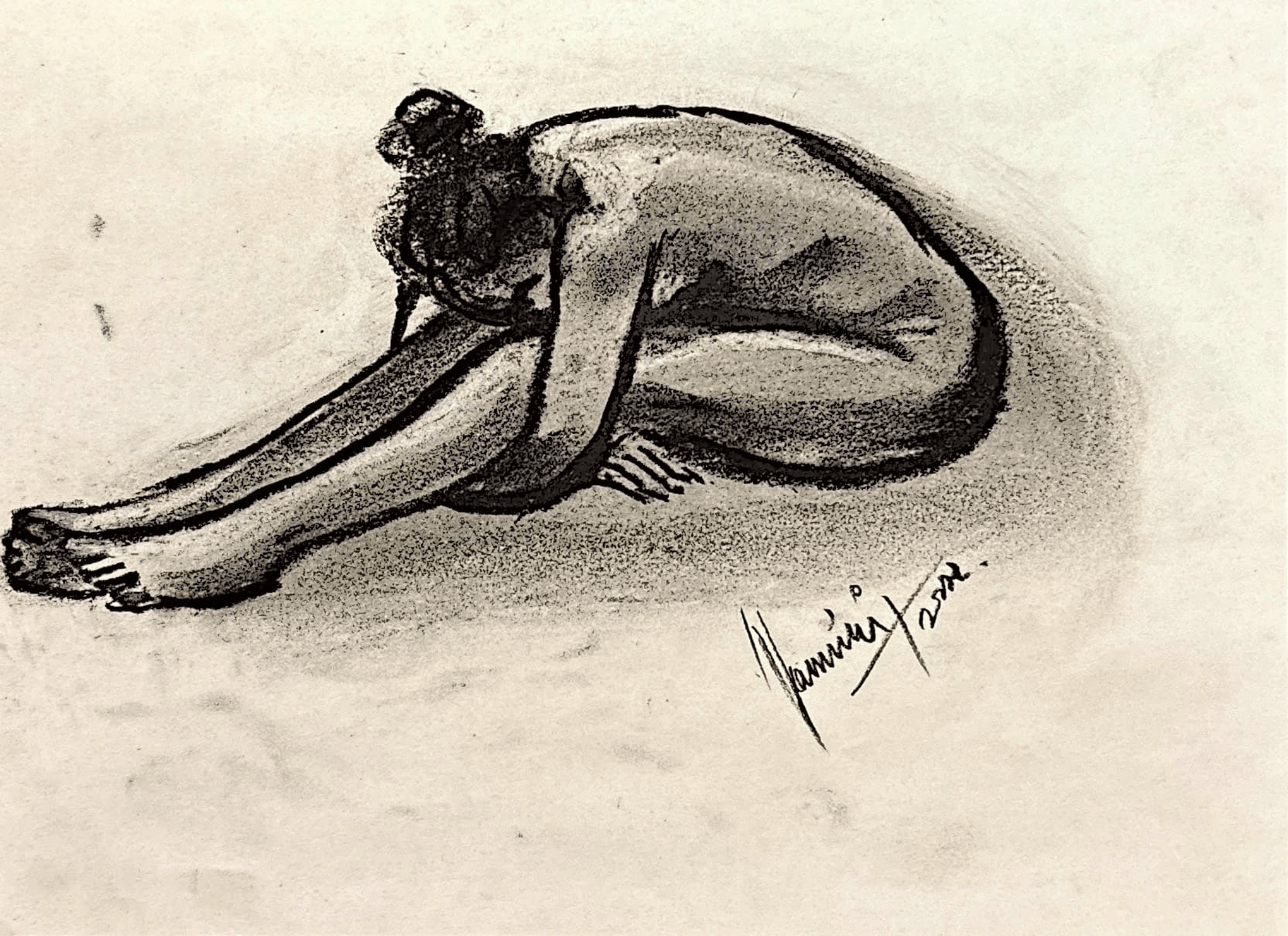 "Technical Warm-ups", charcoal on paper, 9 × 11.75 in., 2022