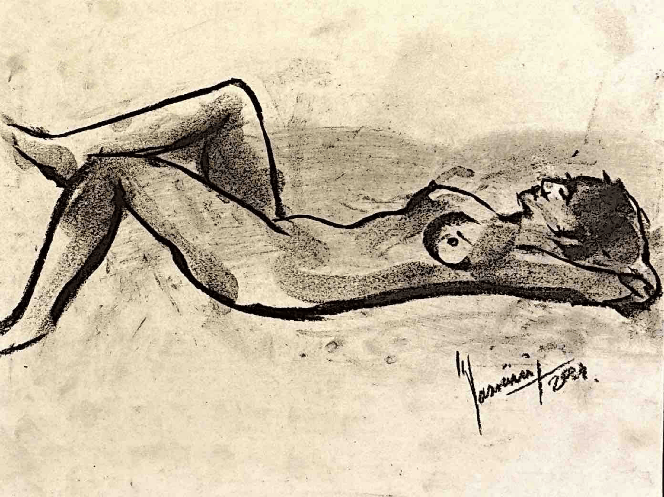 "Technical Warm-ups", charcoal on paper, 9 × 11.75 in., 2024