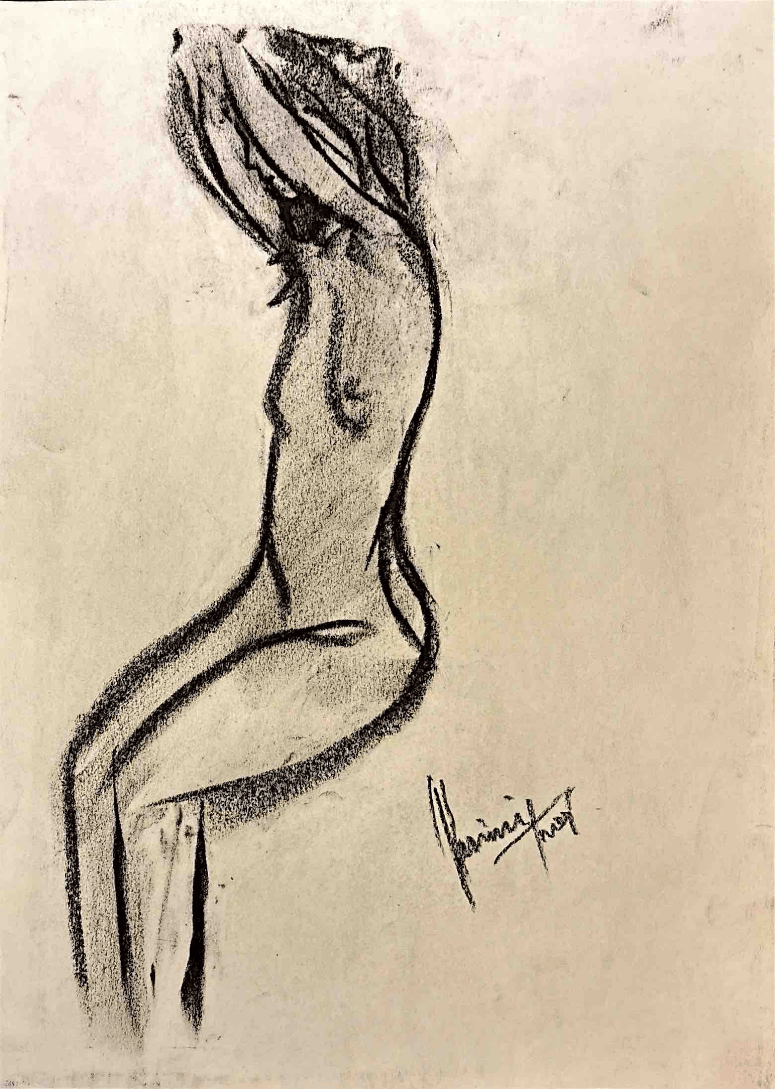 "Technical Warm-ups", charcoal on paper, 9 × 11.75 in., 2024