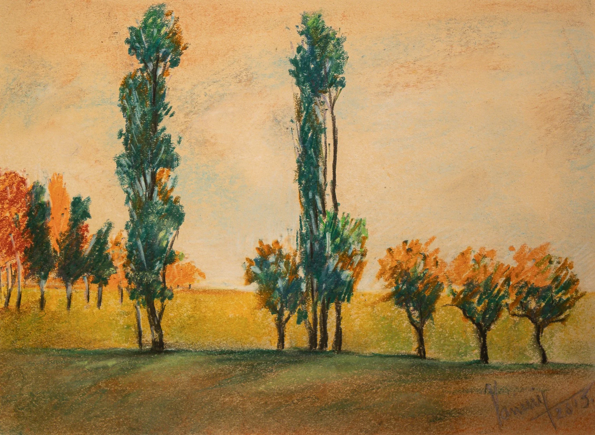 "Distal Grove", pastel on paper, 9 × 12 in., 2015