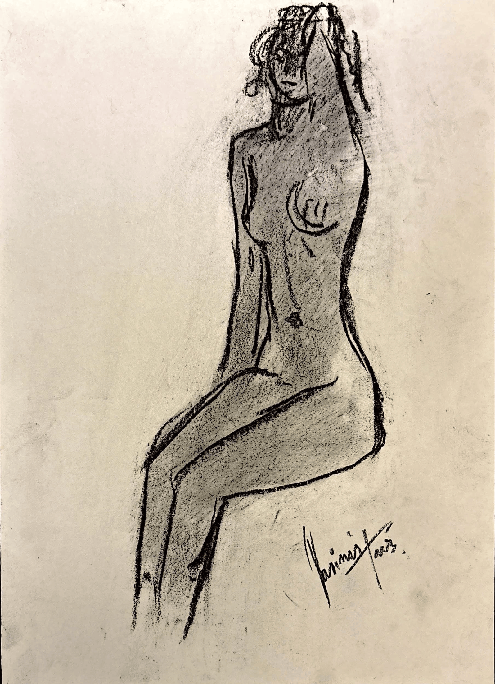 "Technical Warm-ups", charcoal on paper, 9 × 11.75 in., 2025