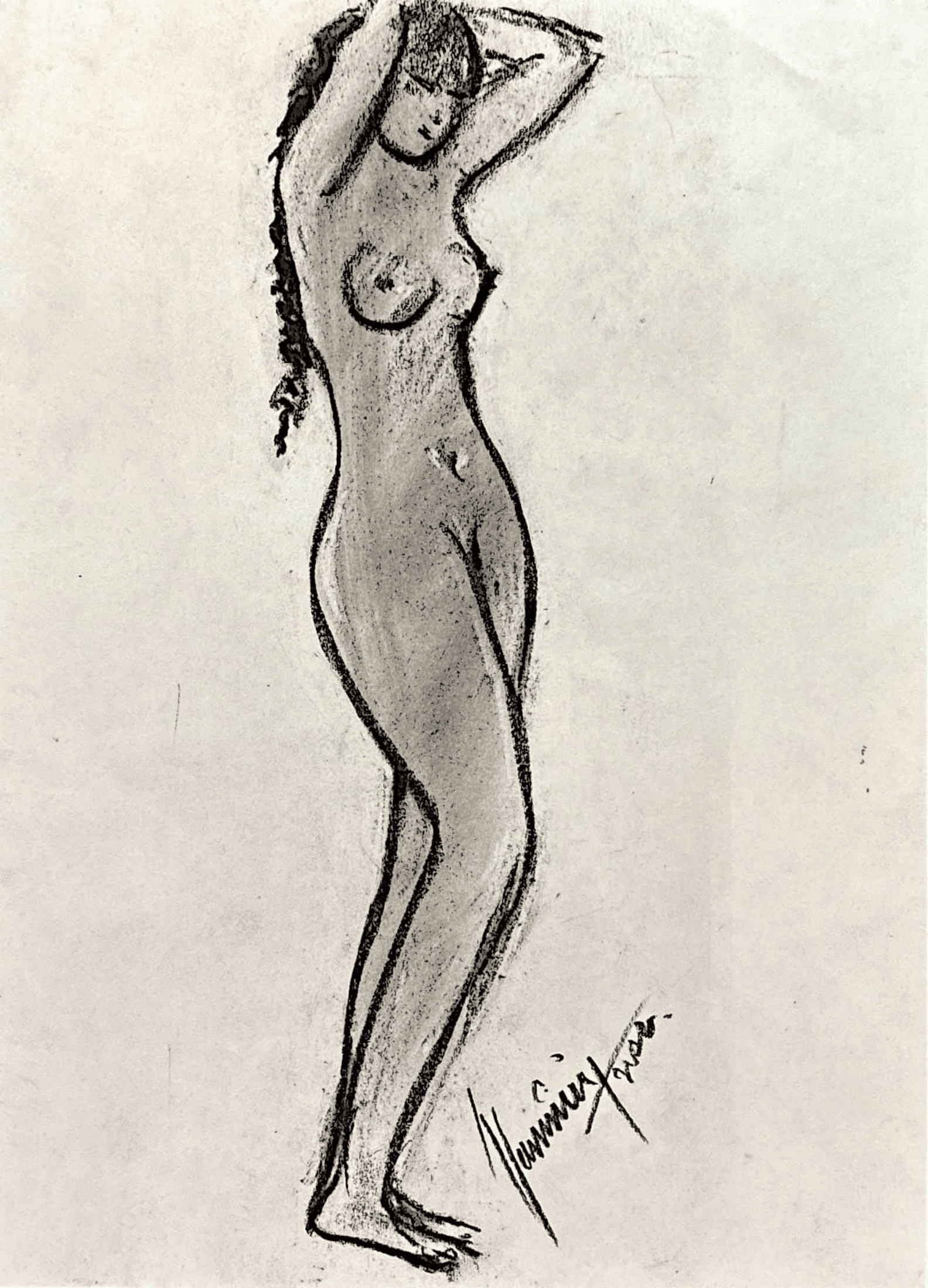 "Technical Warm-ups", charcoal on paper, 9 × 11.75 in., 2022