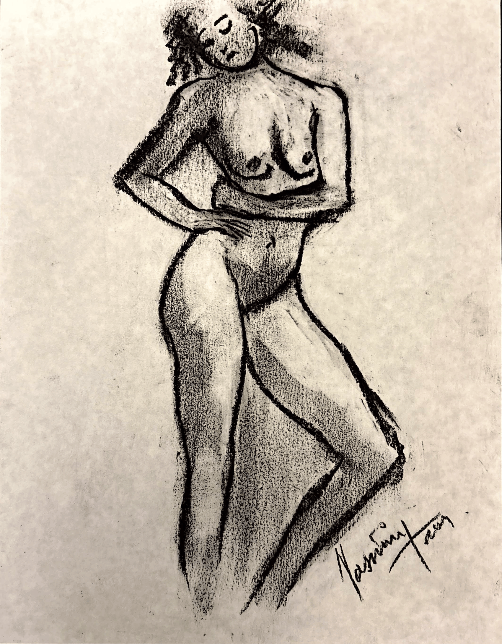 "Technical Warm-ups", charcoal on paper, 9 × 11.75 in., 2024