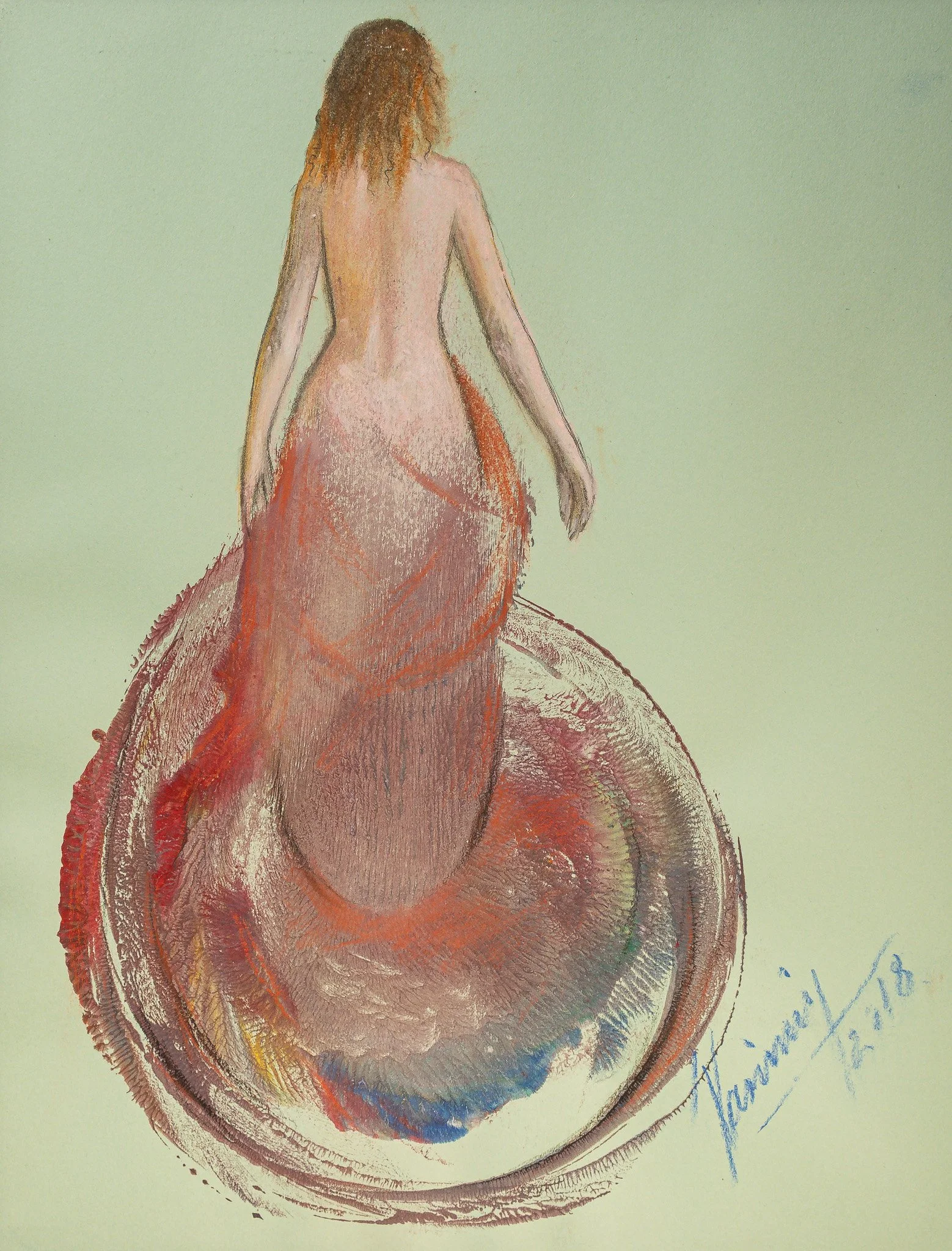 "Prismatic Muse Series", mixed media on paper, 9 × 12 in., 2018