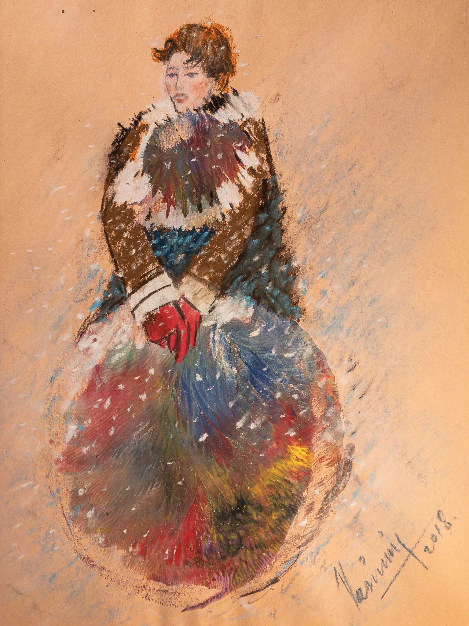 "Prismatic Muse Series", mixed media on paper, 9 × 12 in., 2018