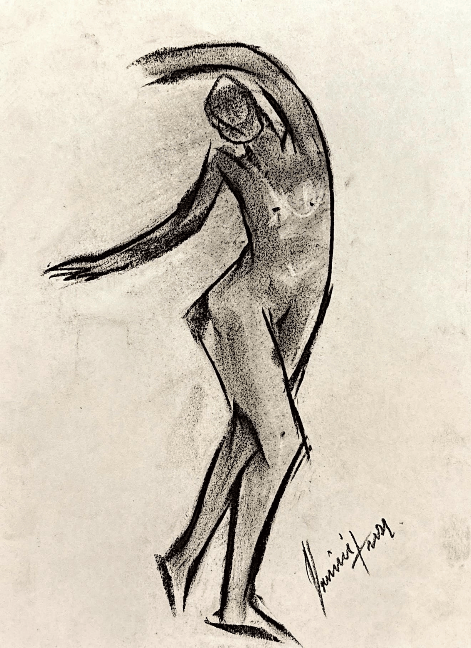 "Technical Warm-ups", charcoal on paper, 9 × 11.75 in., 2024