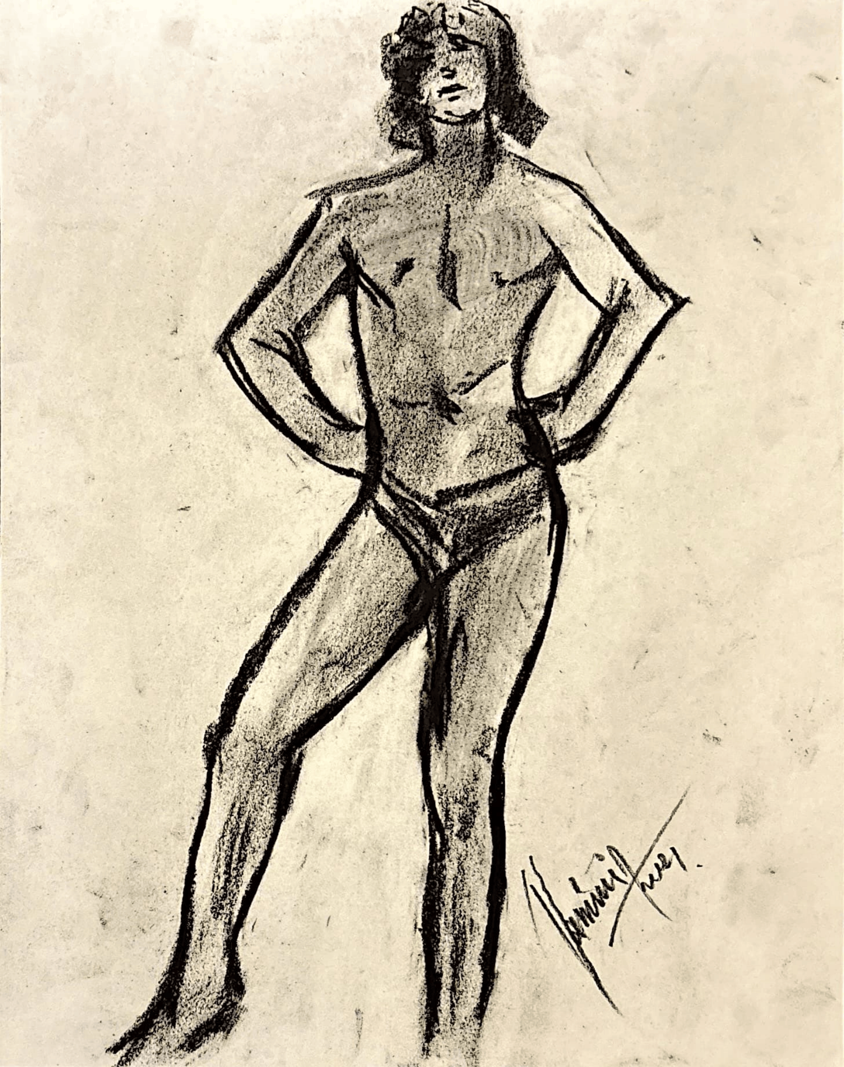 "Technical Warm-ups", charcoal on paper, 9 × 11.75 in., 2024