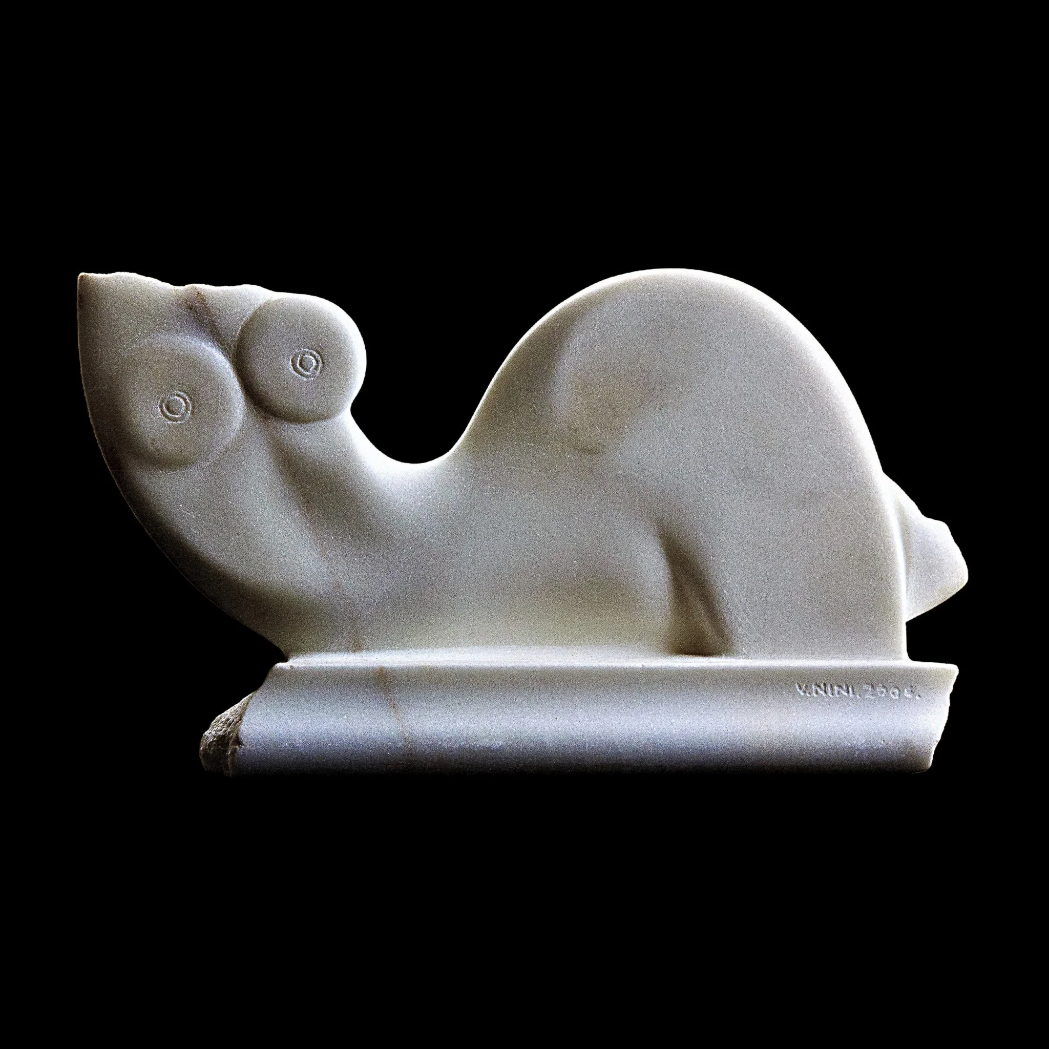 "Nude in White", marble, 12 × 8 × 2 in., 1990