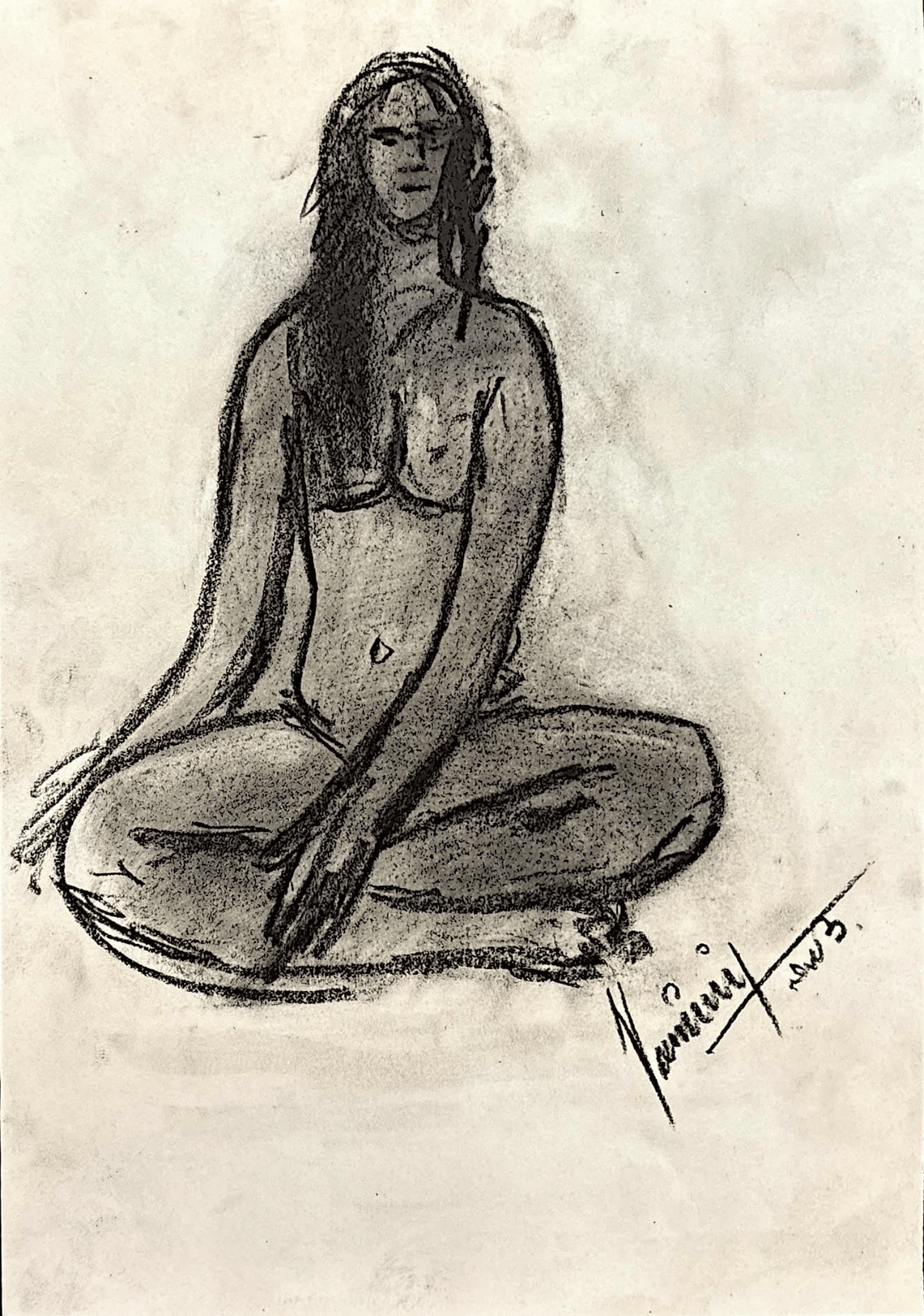 "Technical Warm-ups", charcoal on paper, 9 × 11.75 in., 2023