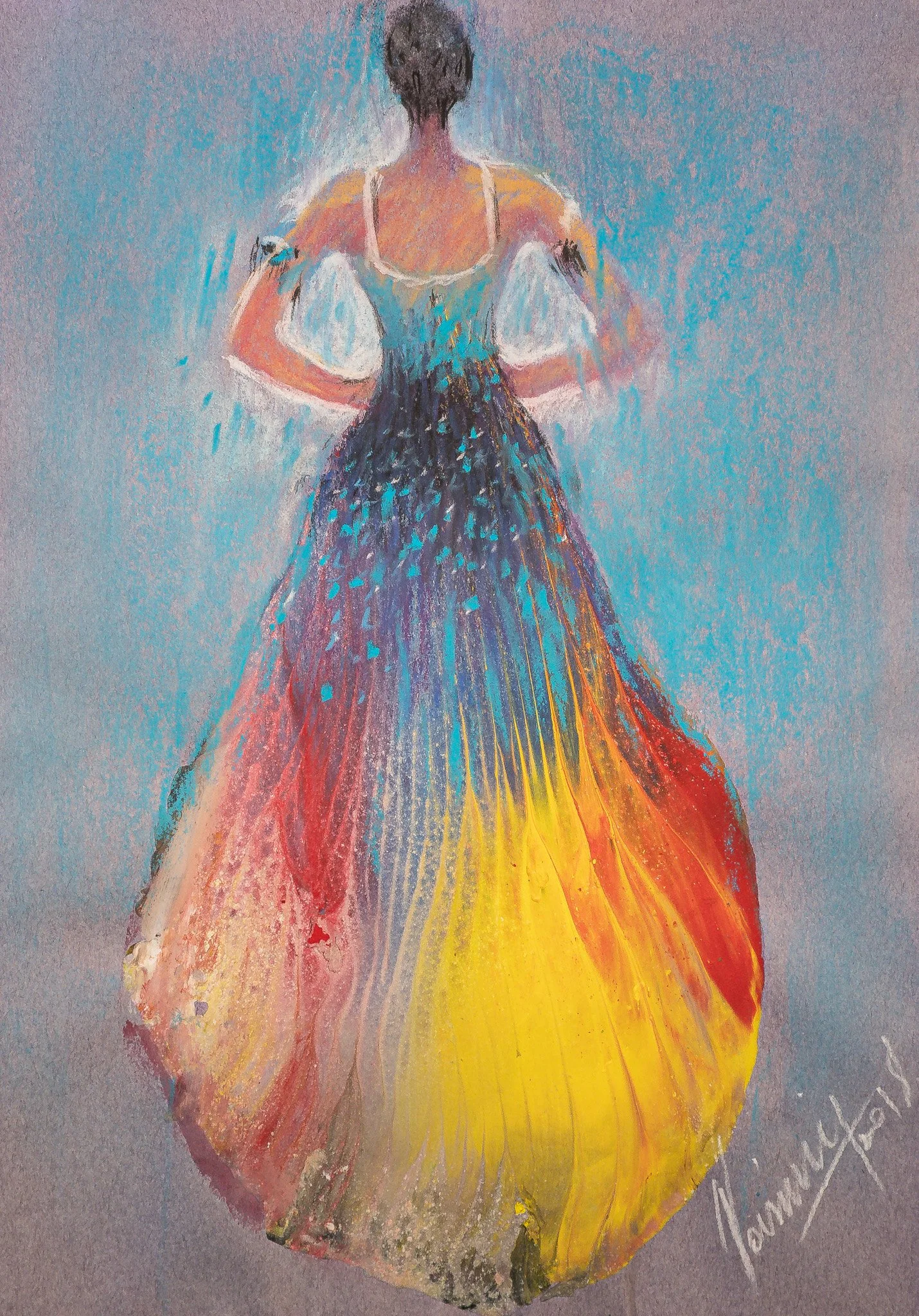 "Prismatic Muse Series", mixed media on paper, 9 × 12 in., 2018