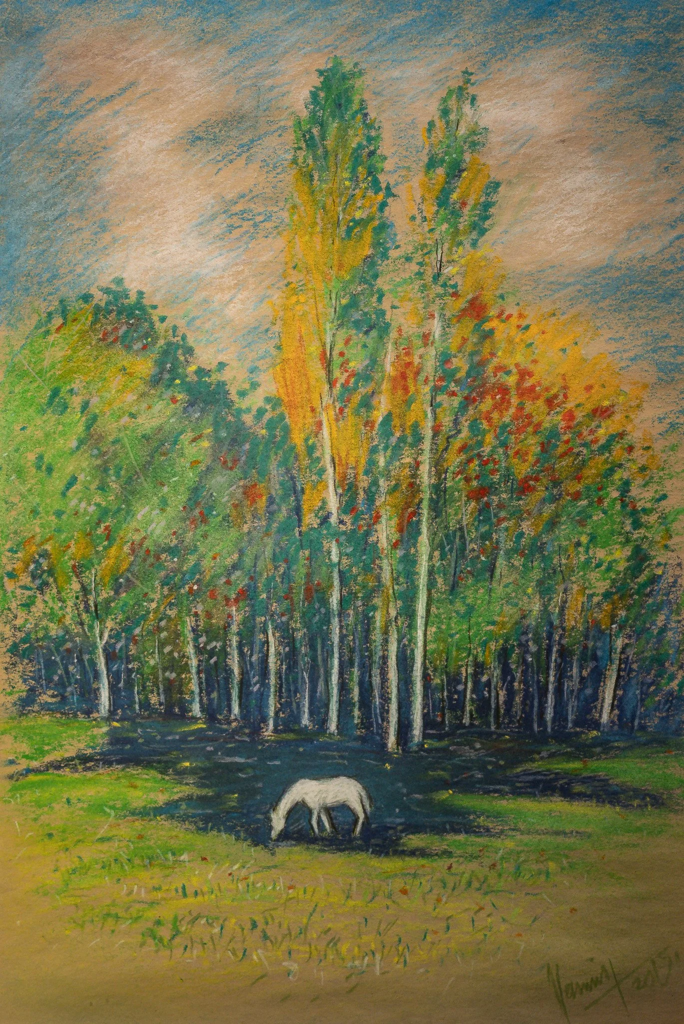 "White Horse", pastel on paper, 12 × 17 in., 2015
