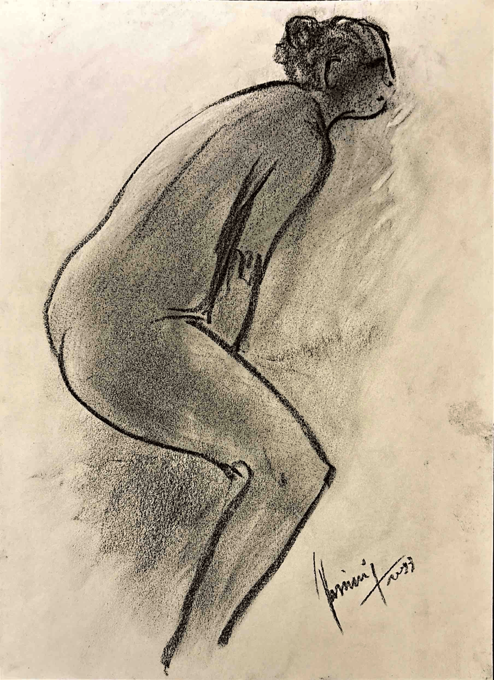 "Technical Warm-ups", charcoal on paper, 9 × 11.75 in., 2023